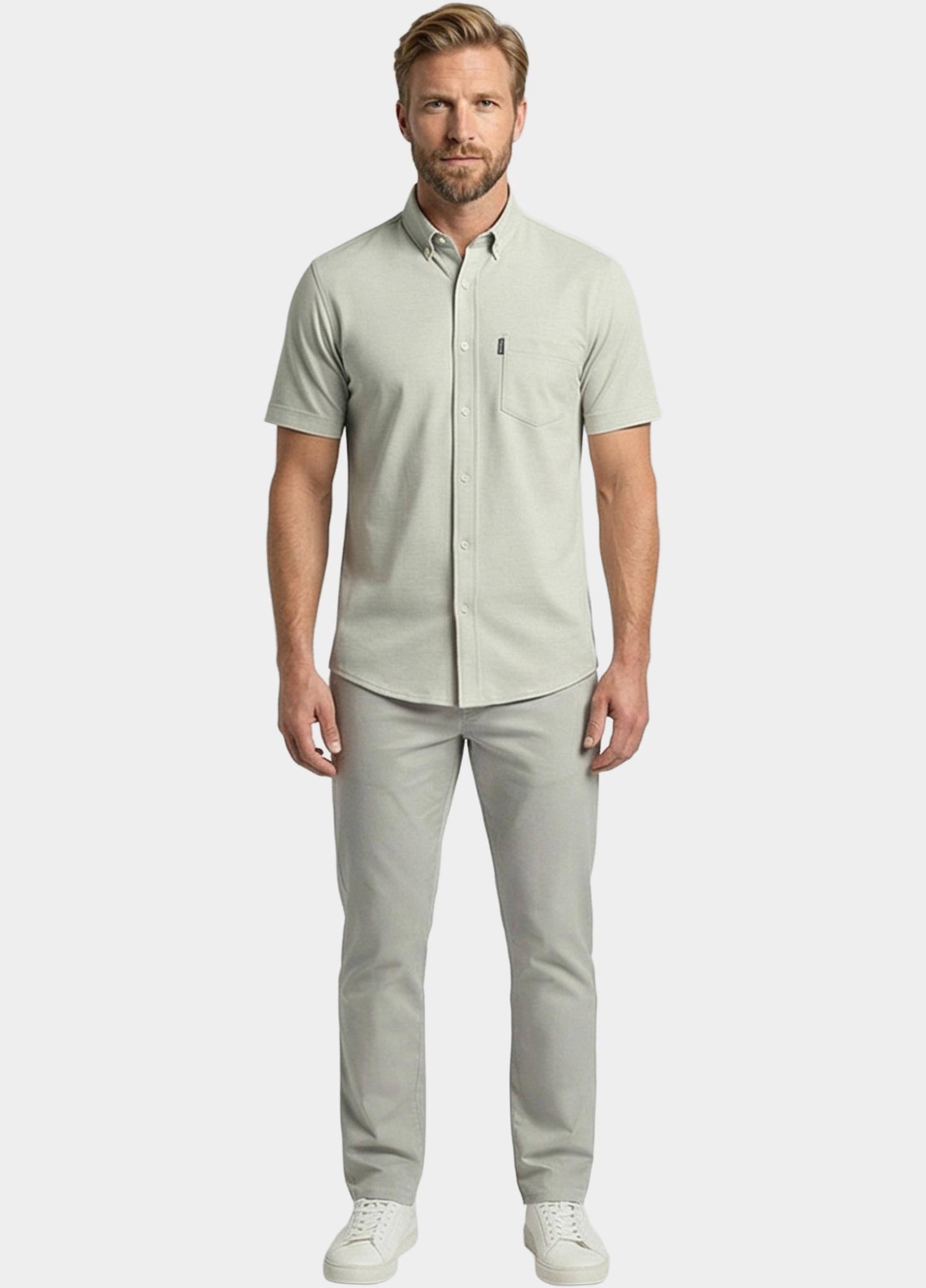 Giordano overhemd korte mouw heren Groen Alfa Short Sleeve Button Down 616078/71