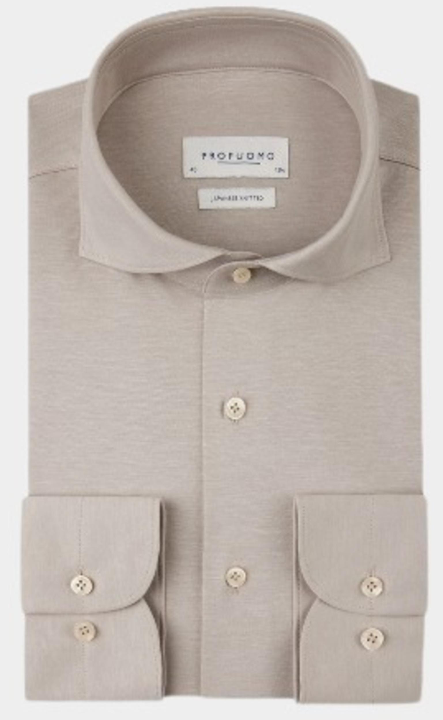 Profuomo Zakelijk overhemd heren Beige Japanese knitted PP2H00008/B