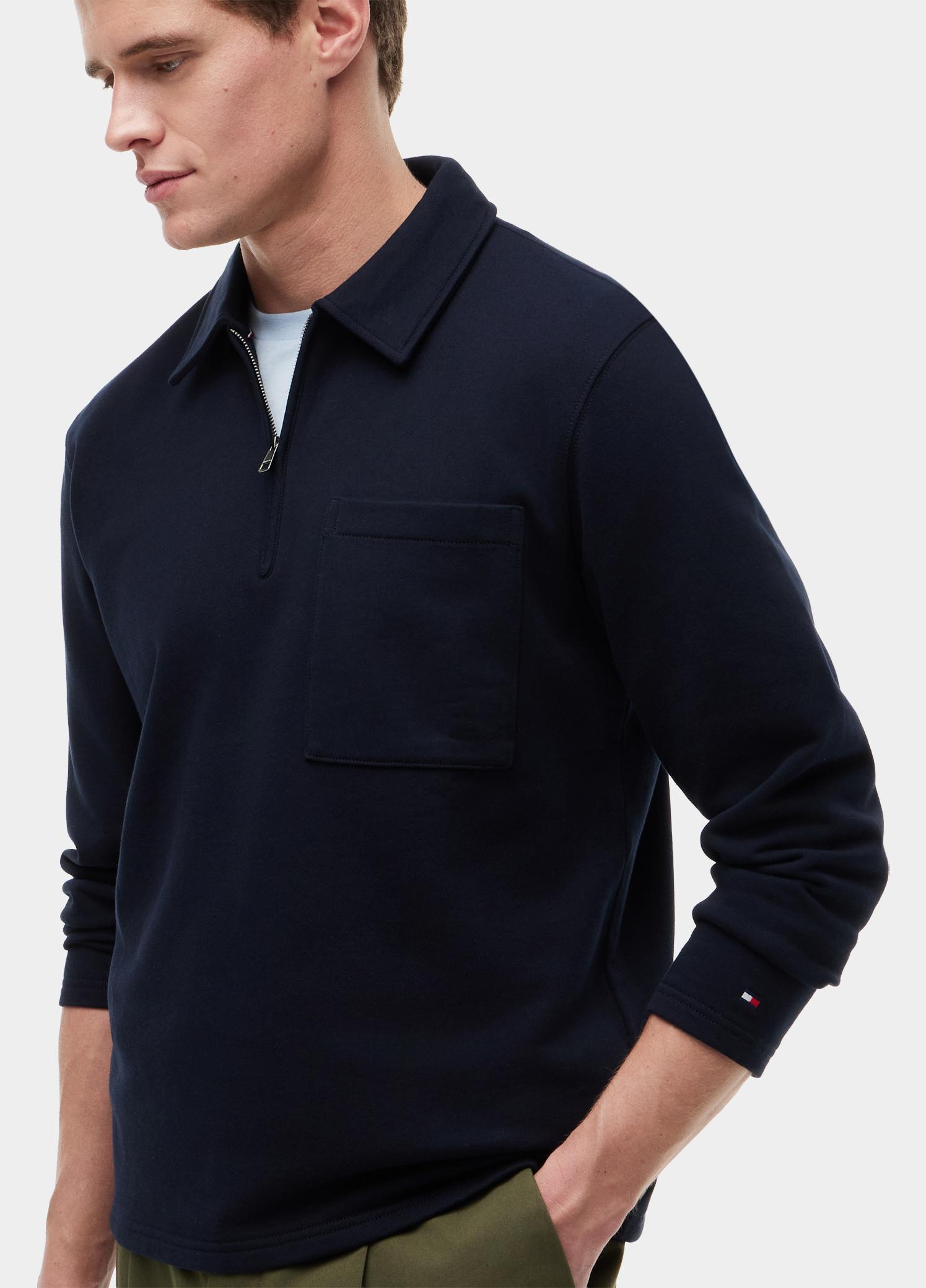 Tommy Hilfiger Half Zip Blauw ESSENTIAL TERRY POCKET 1/4 ZIP MW0MW43213/DW5