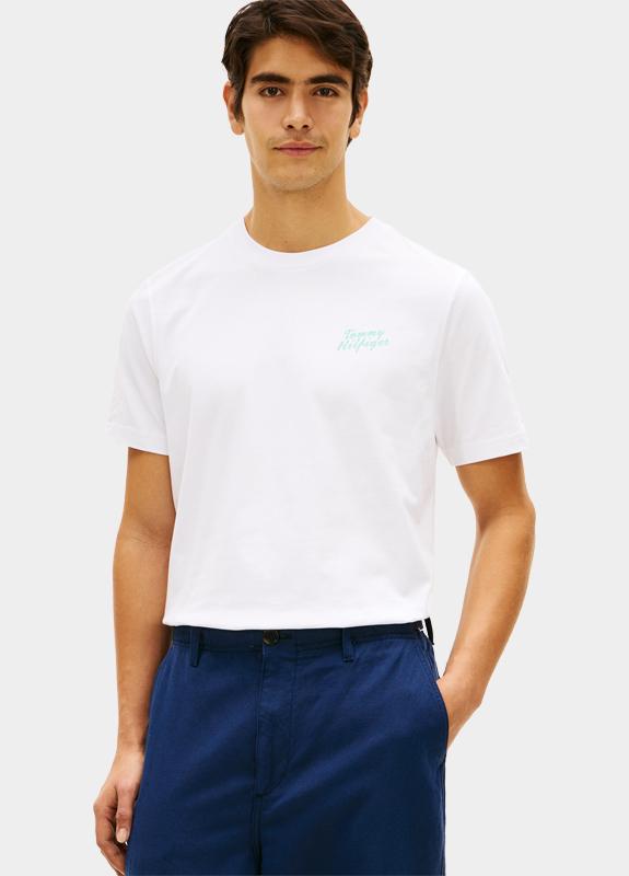 Tommy Hilfiger T-shirt korte mouw Wit PALM PHOTO PRINT TEE MW0MW42386/YBR