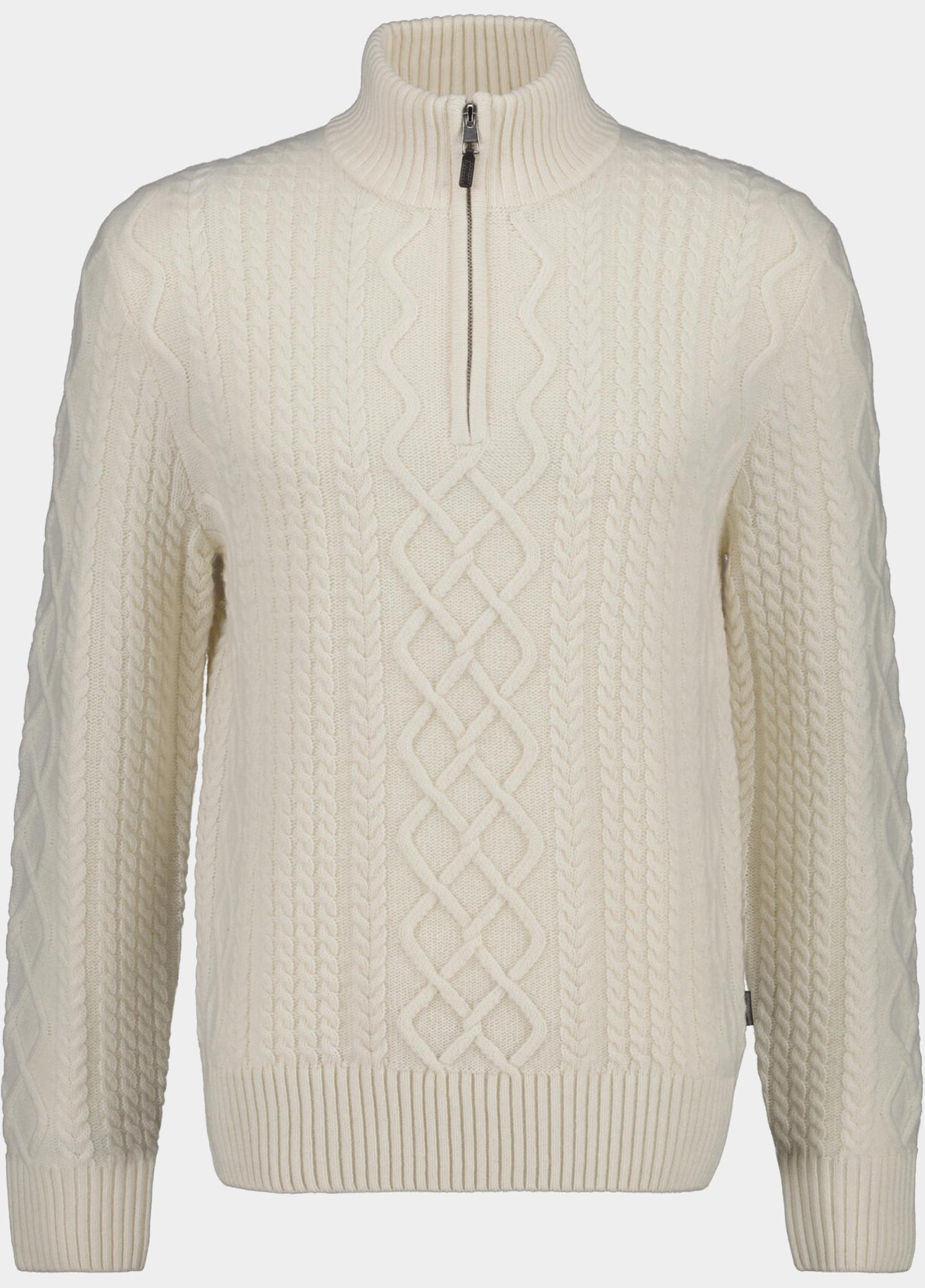 Gant Half Zip Beige Gebreide kabeltrui van wolmix 8050323/130
