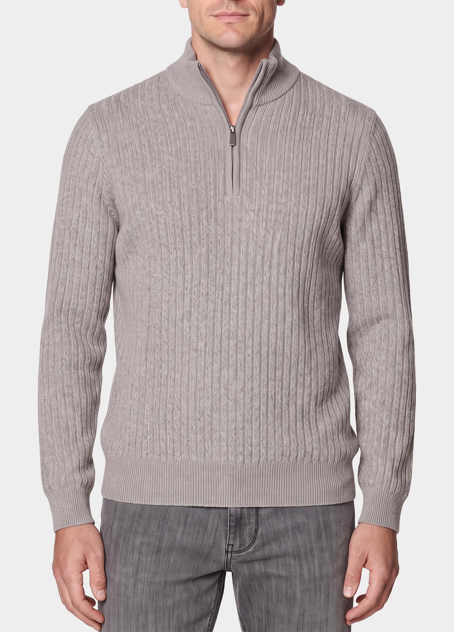 Baileys Half Zip Grijs all-over twisted structure kn 628445/985