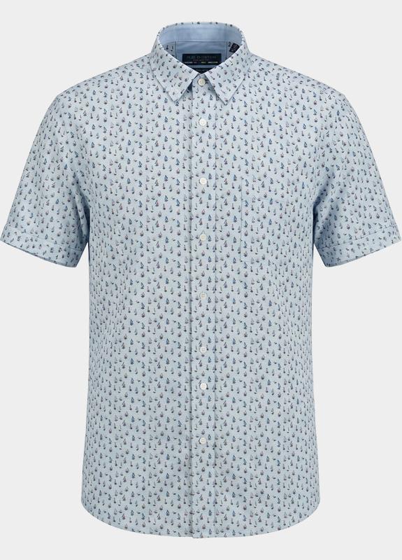 R.B. Boston overhemd korte mouw heren Blauw Marshall SS Button Down 616670/623