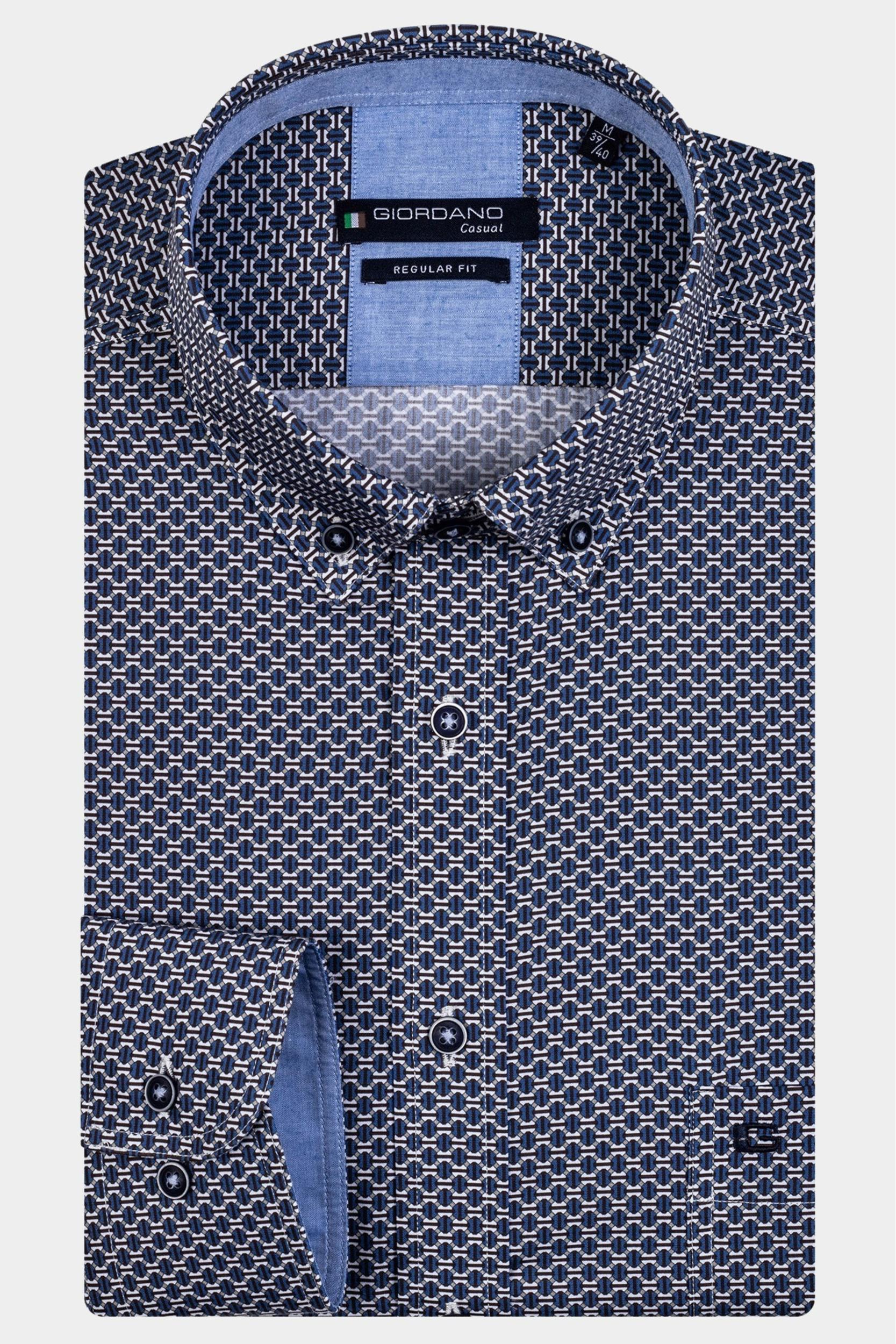 Giordano Casual hemd lange mouw Blauw Ivy 227012/60
