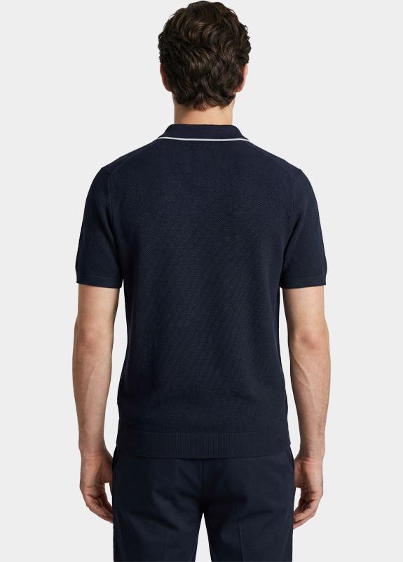 R2 Amsterdam Polo korte mouw Blauw Zipper Polo Short Sleeve Cott 132.POLO.018/010