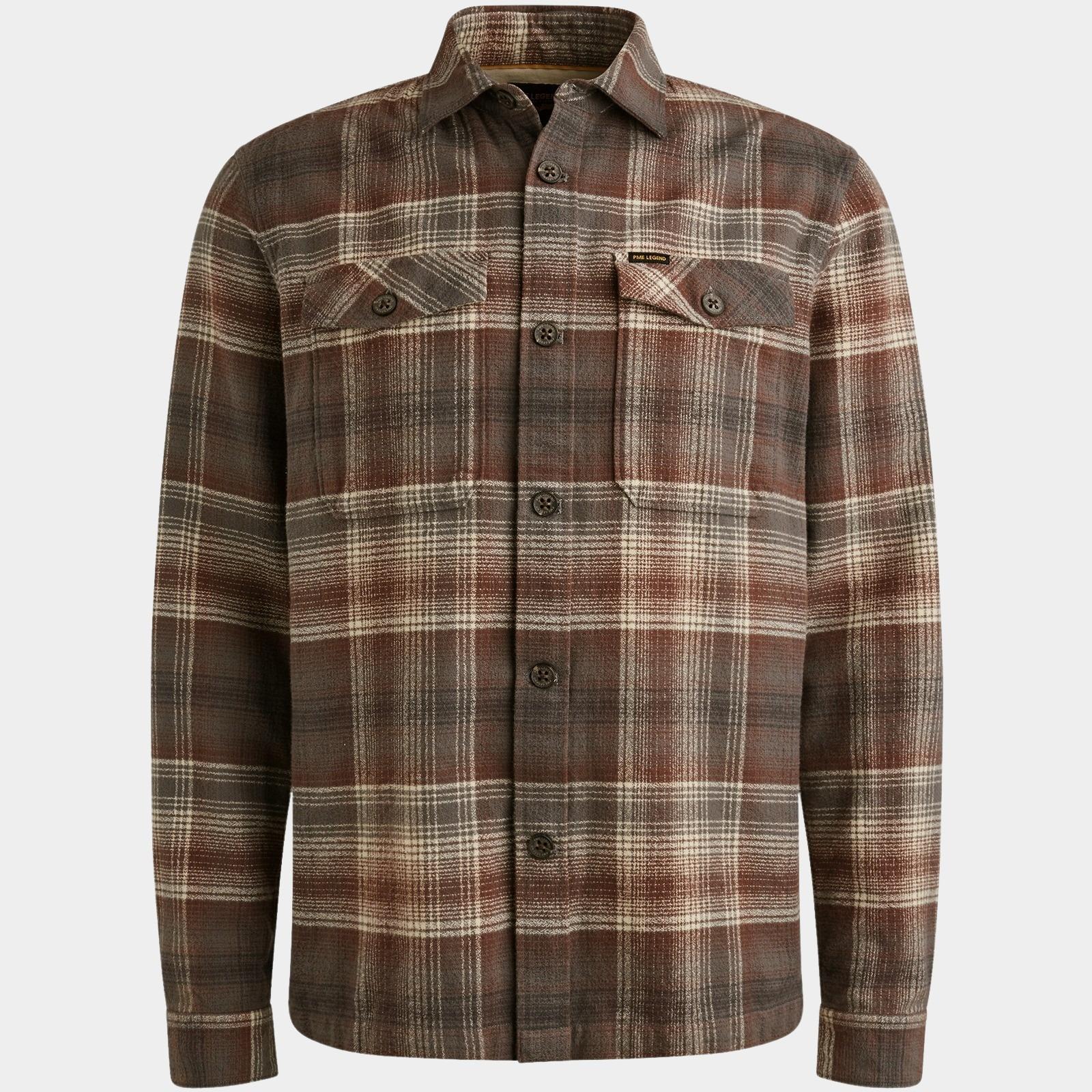 PME Legend Overshirt Bruin LONG SLEEVE SHIRT Brushed Gri PSI2509244/8203