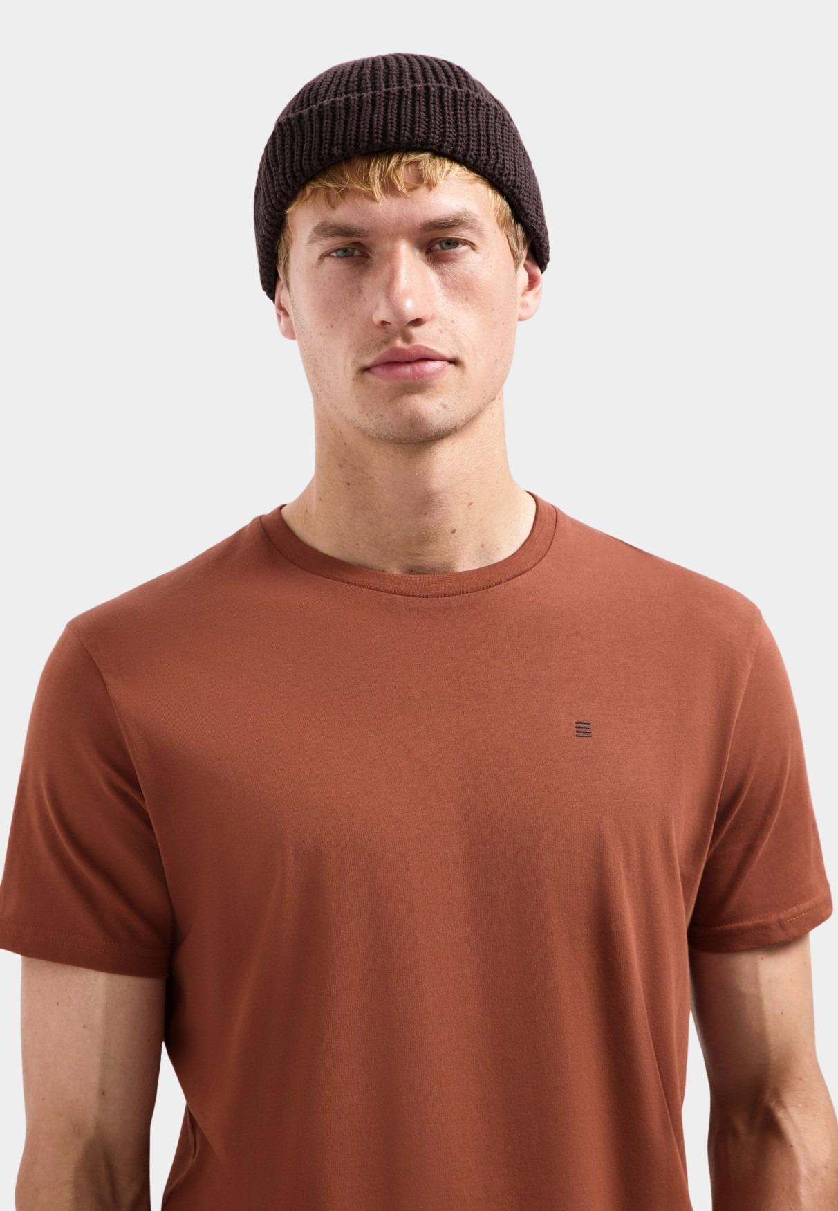 No Excess T-shirt korte mouw Bruin T-Shirt Crewneck Solid Basic 29340701SN/141