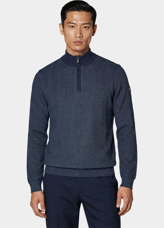 Baileys Half Zip Blauw Pullover 1/2 zip  2-tone Jacq 618450/69