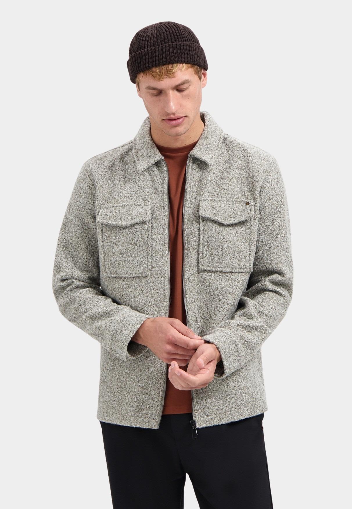 No Excess Overshirt Grijs Overshirt Zipper Wool look 29510818SN/102