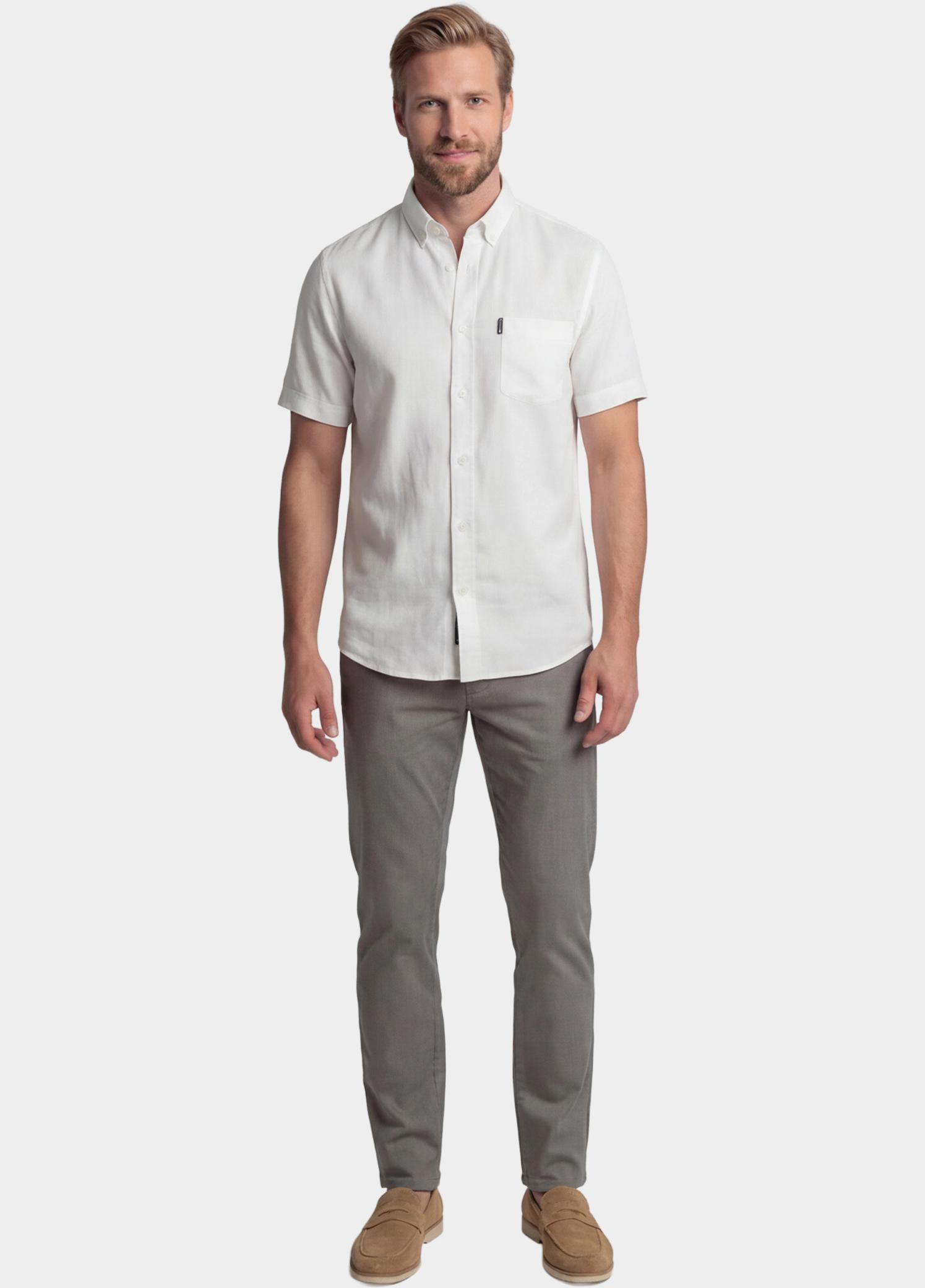 Giordano overhemd korte mouw heren Wit League Short Sleeve Button Do 616009/10