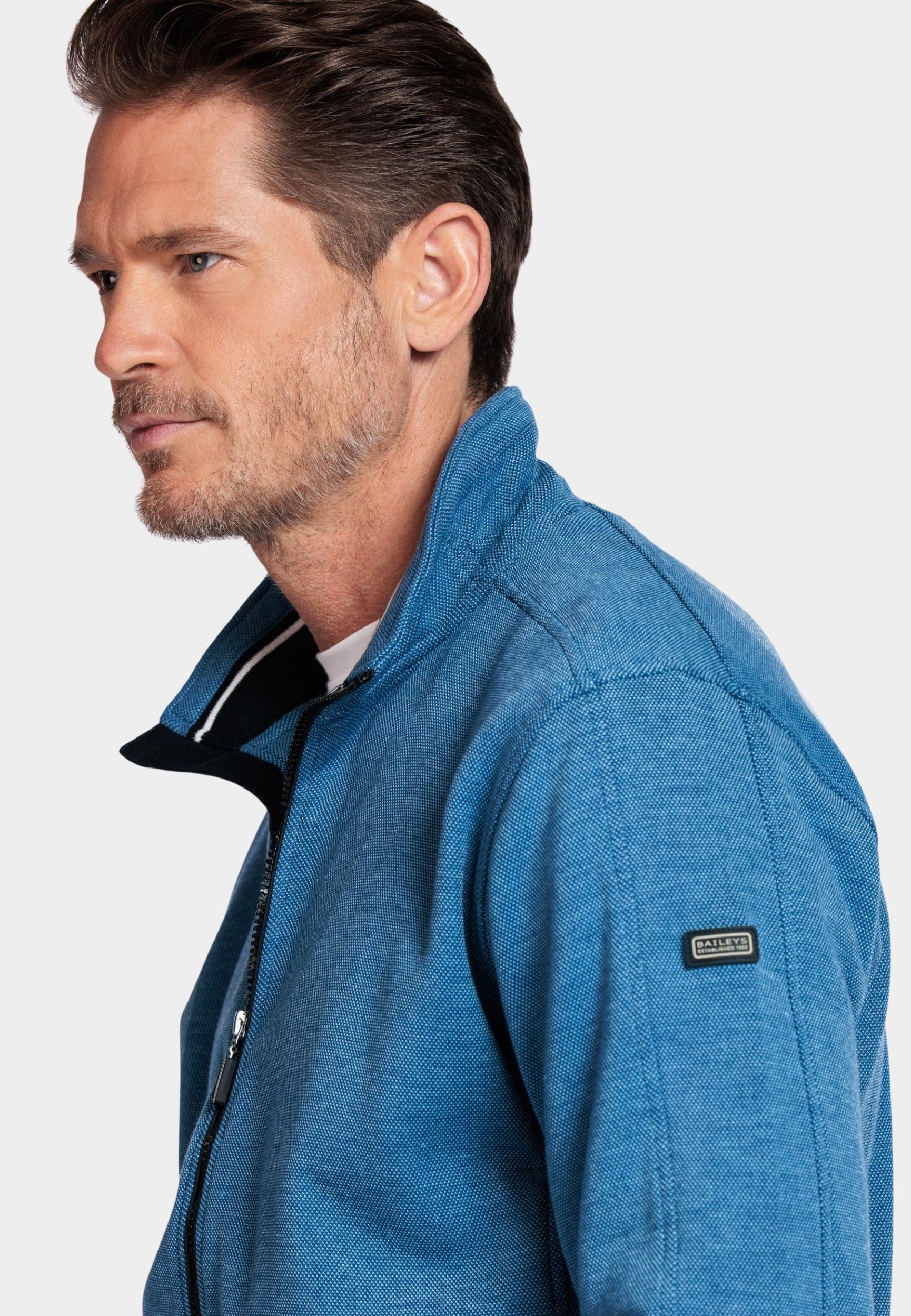Baileys Vest Blauw Sweat Cardigan Zip  2-tone ox 512258/68