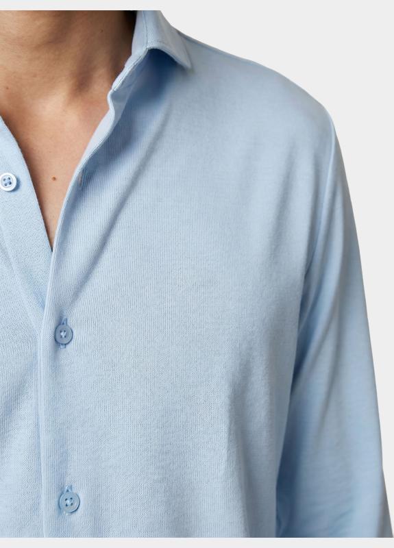 Bos Overhemd heren Blauw van jersey met cutaway boord 3505/baby blue