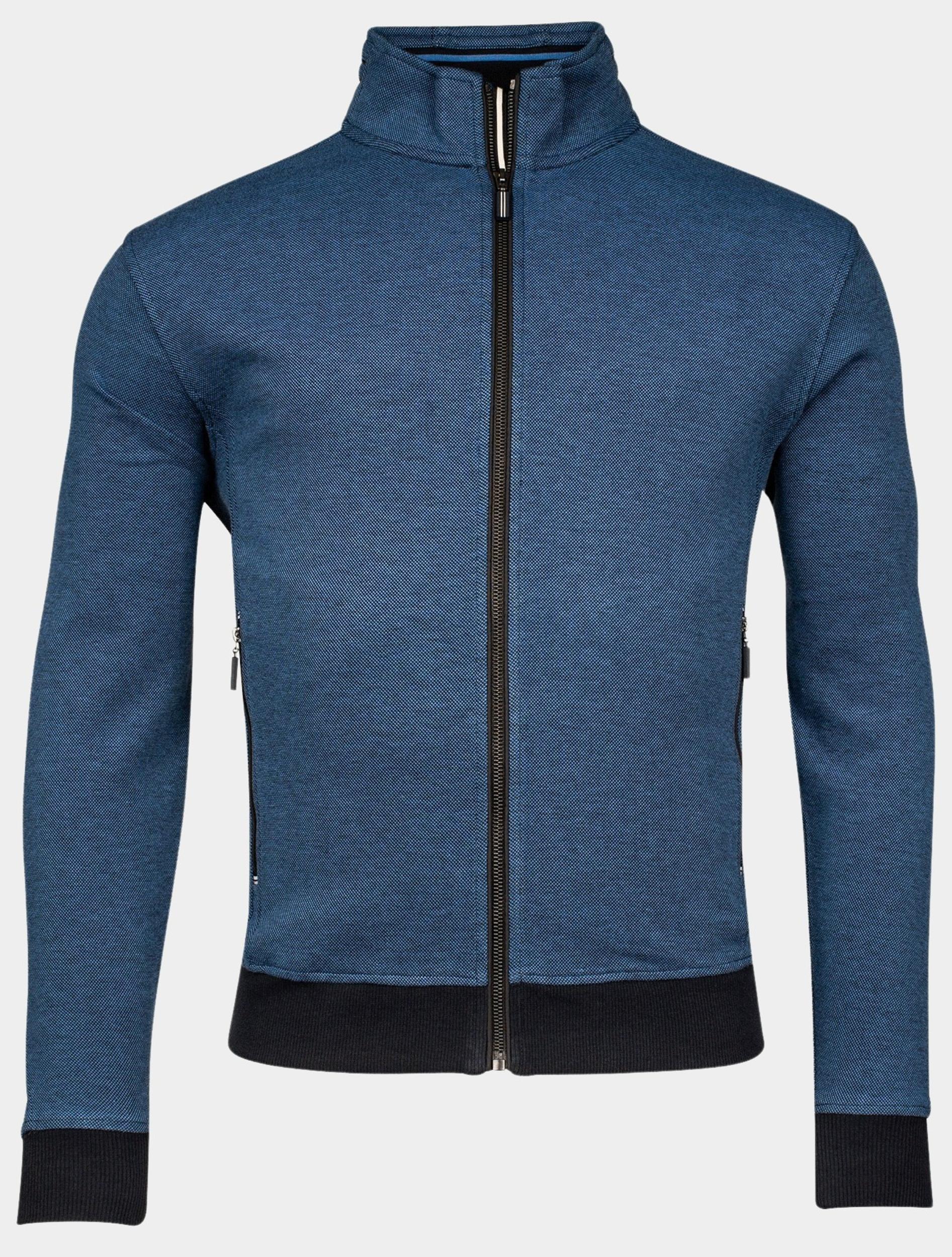 Baileys Vest Blauw Sweat Cardigan Zip 2-tone oxfo 412236/60