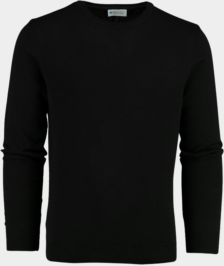 Bos Bright Blue Pullover Zwart Bram Ronde hals pullover 180541/black