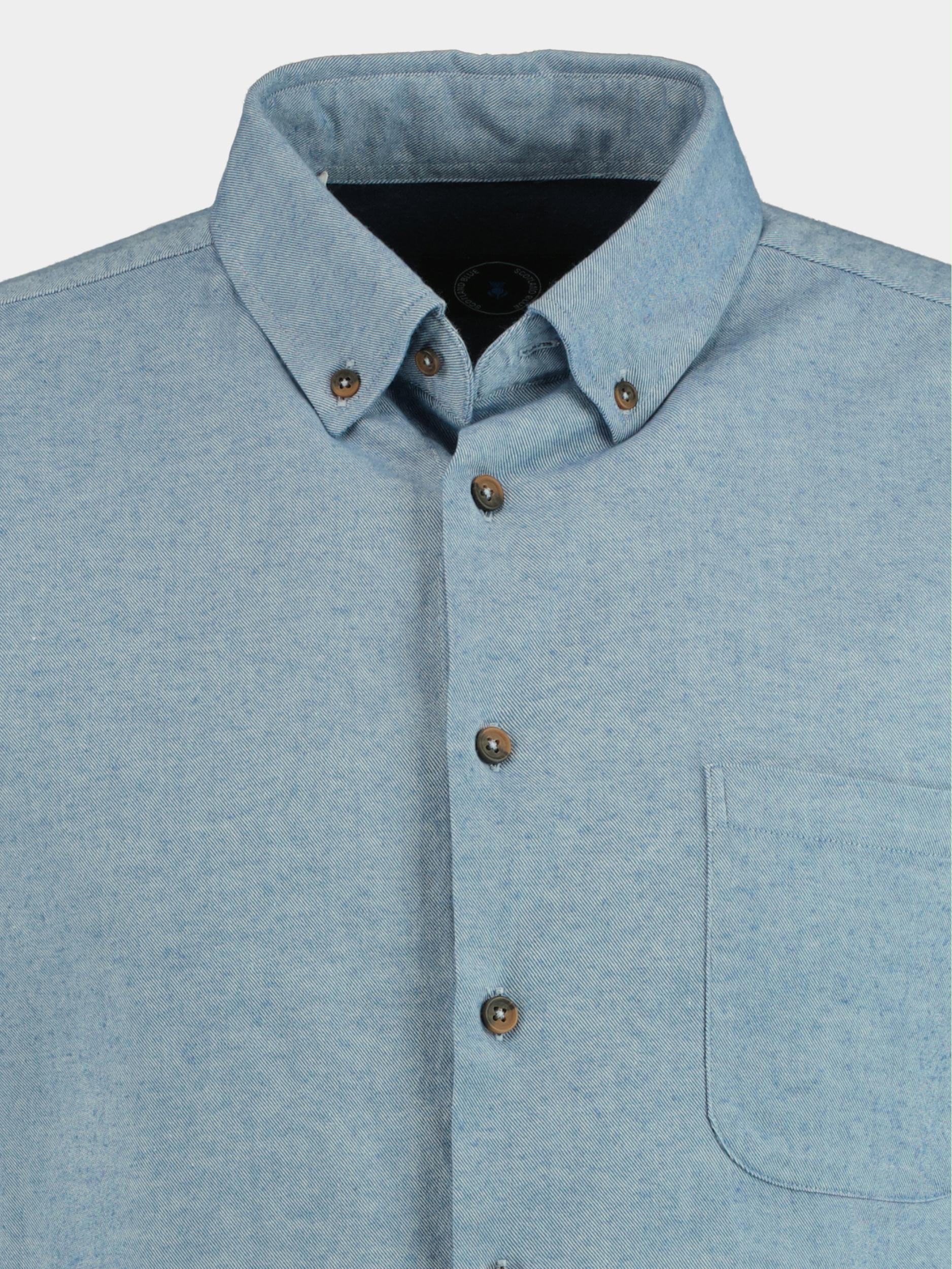 Scotland Blue Casual hemd lange mouw Blauw West Flanel Stretch Shirt 22307WE22SB/267 d.denim