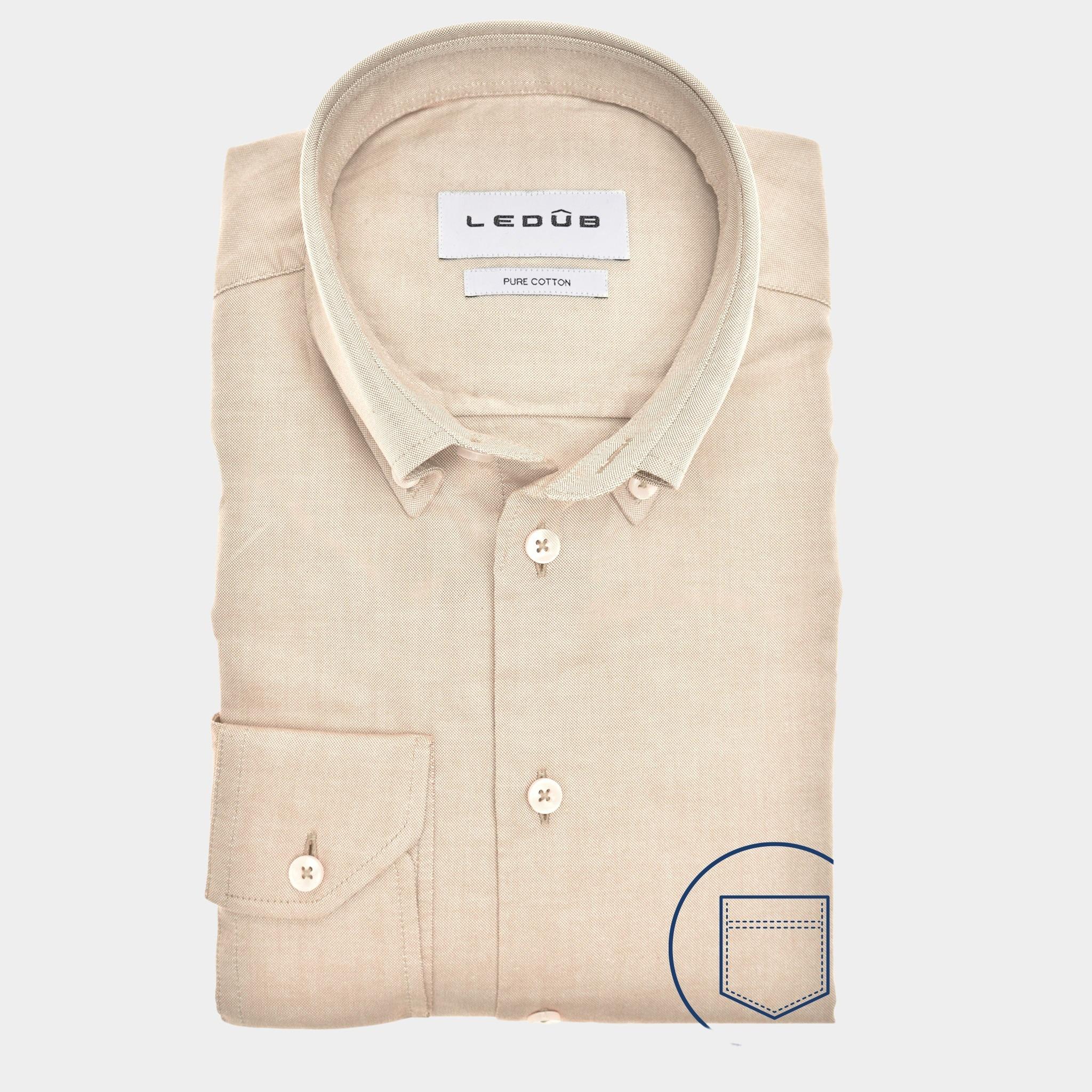 Ledub Business hemd lange mouw Bruin  0142877/620-000-000
