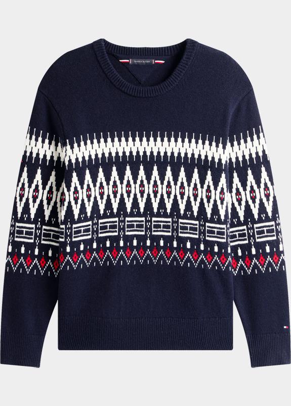Tommy Hilfiger Pullover Blauw PLACED FAIRISLE WOOL BLEND CR MW0MW40844/0A4