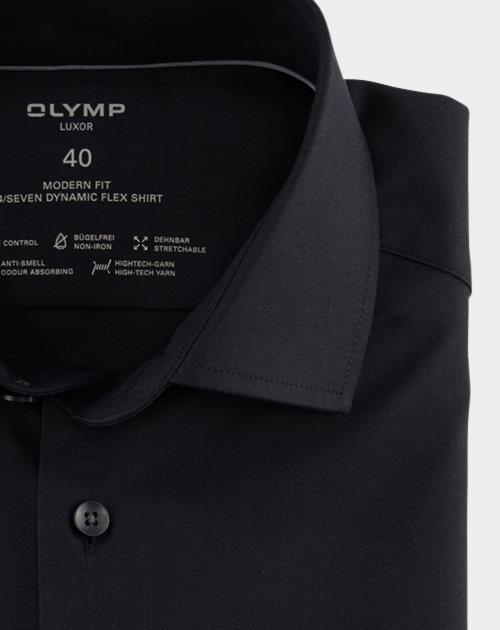 Olymp Business hemd korte mouw Zwart Luxor 24/Seven 123022/68