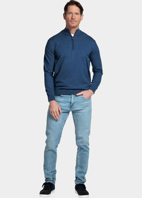 Bos Half Zip Blauw Cotton regular fit jeans blue 618400CCT/675