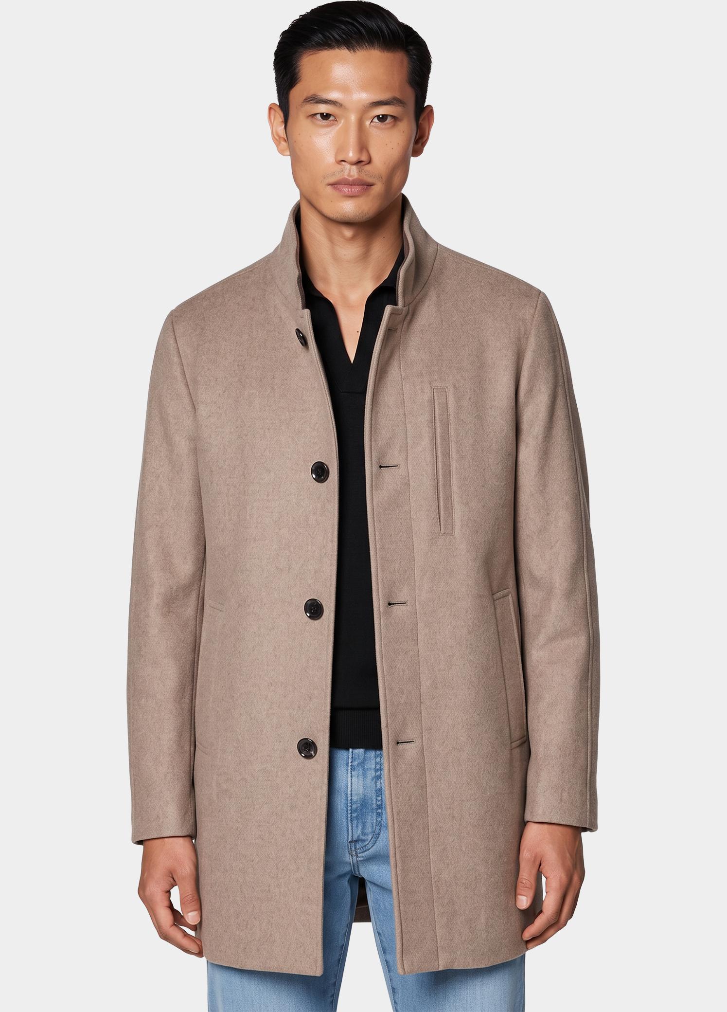 Scotland Blue Wollen Jas Beige Caleb Coat SPE26301CA86SB/2500
