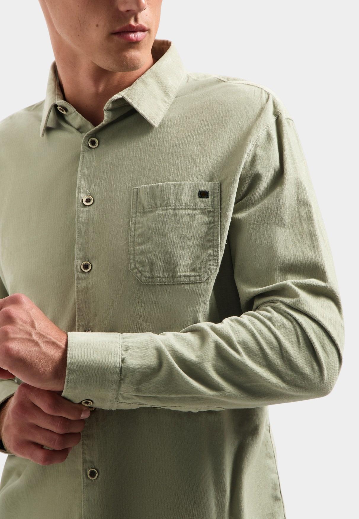 No Excess Casual hemd lange mouw Groen Shirt Solid Fine Herringbone 29430843/197