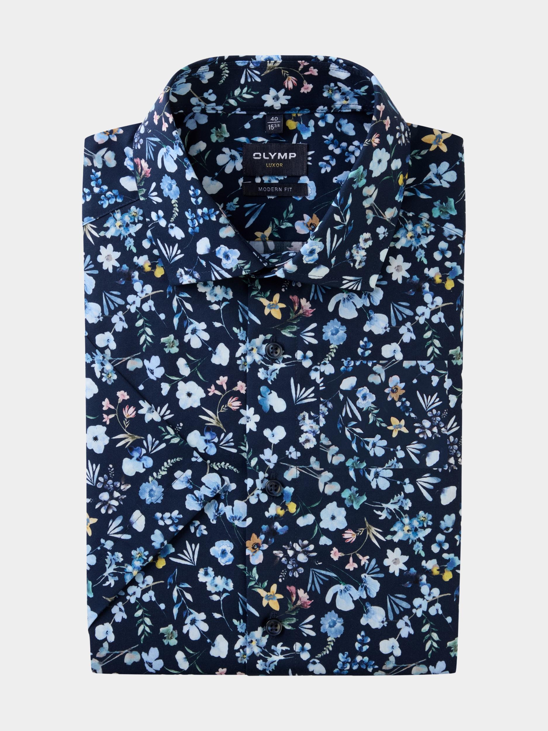 Olymp Business hemd korte mouw Blauw Luxor 125672/18