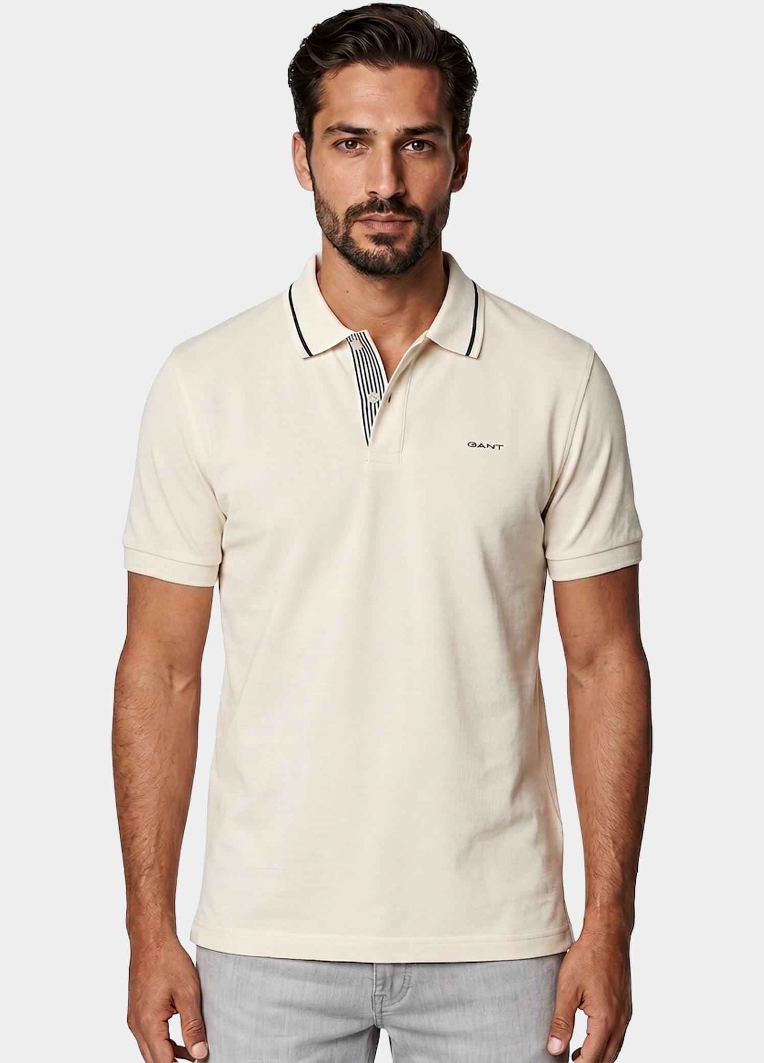 Gant Polo heren Beige Poloshirt met randdetails 2014054/130