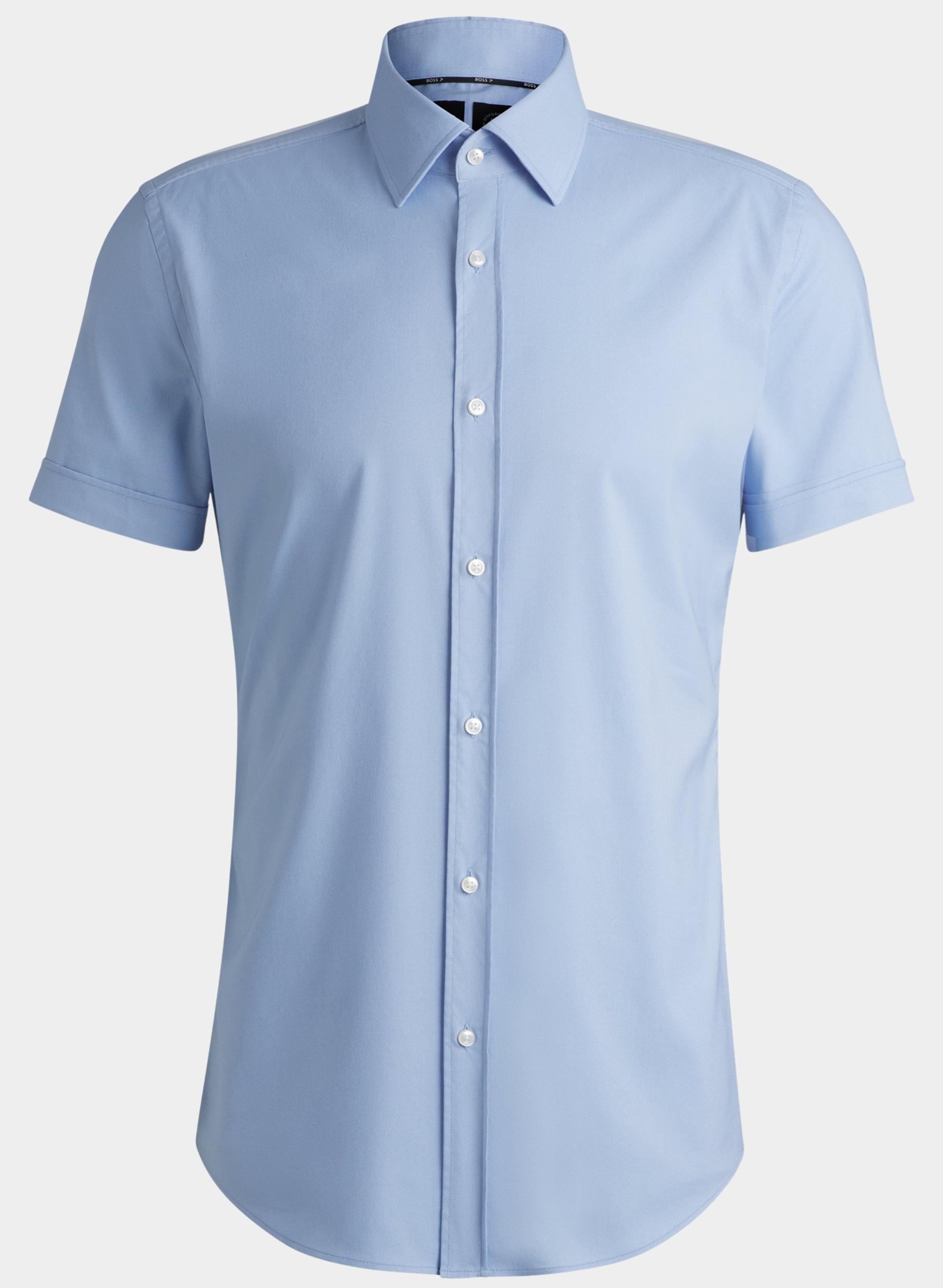 BOSS Black Zakelijk hemd korte mouw Blauw P-HANK-kent-SH-C-214 10241343 50539380/451