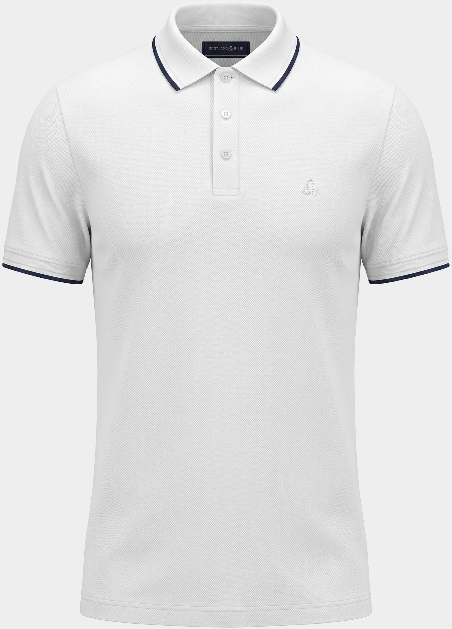 Scotland Blue Polo heren Wit Brick Polo Plain Contrast Col SPE25108BR06SB/100 white