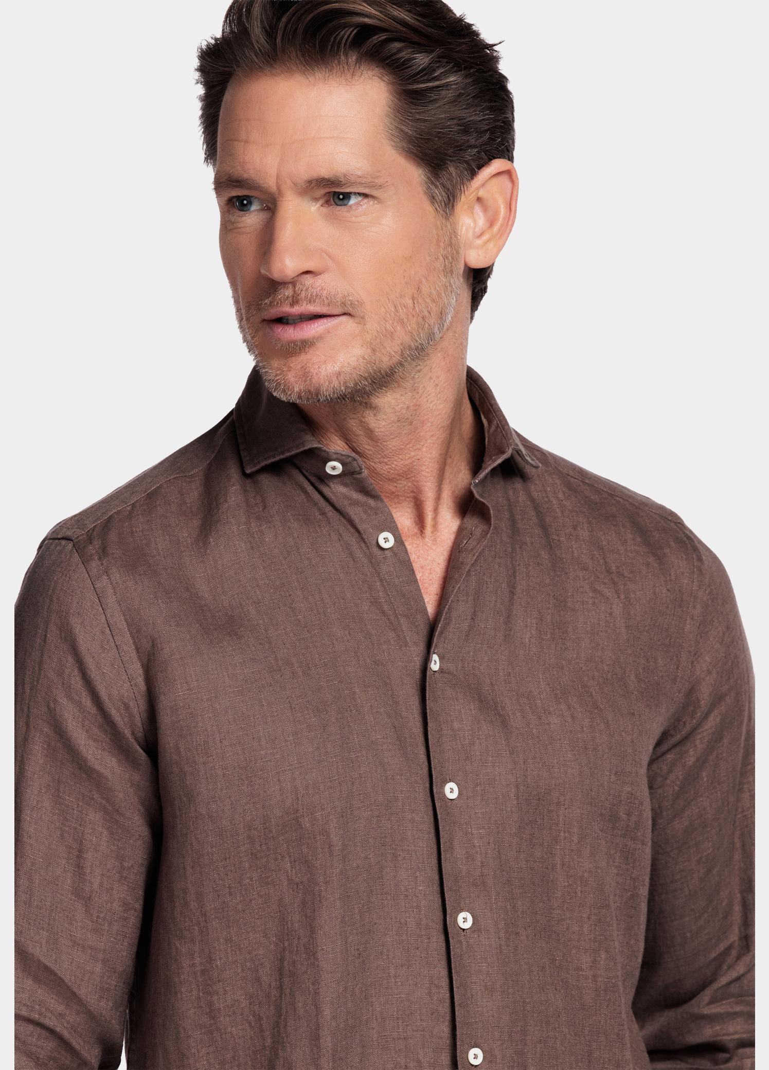 Giordano Overhemd heren Bruin Row Long Sleeve Cutaway Soft 617811/80