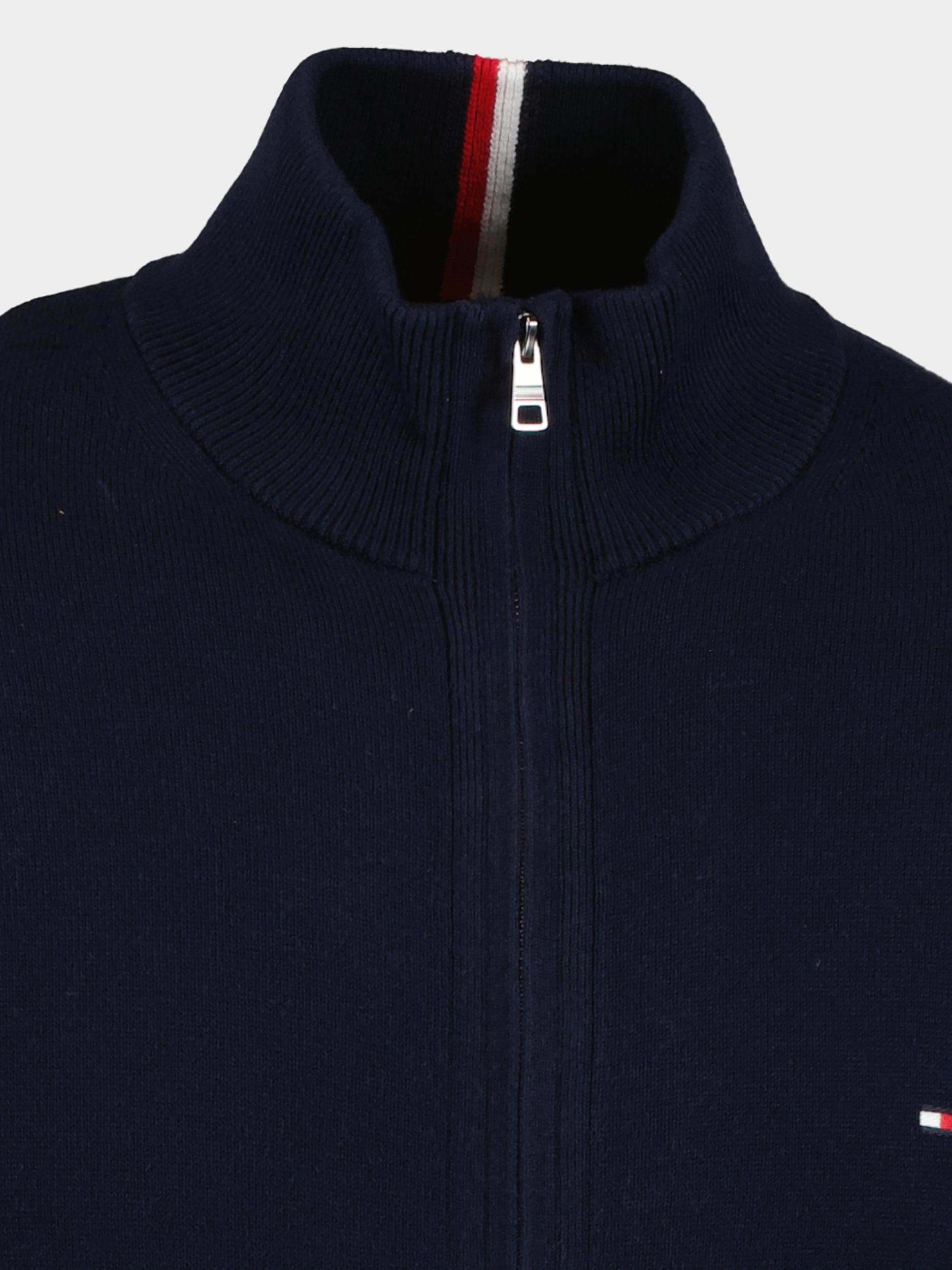 Tommy Hilfiger Vest Blauw Pima Org Ctn Cashmere Zip Thru MW0MW28050/DW5