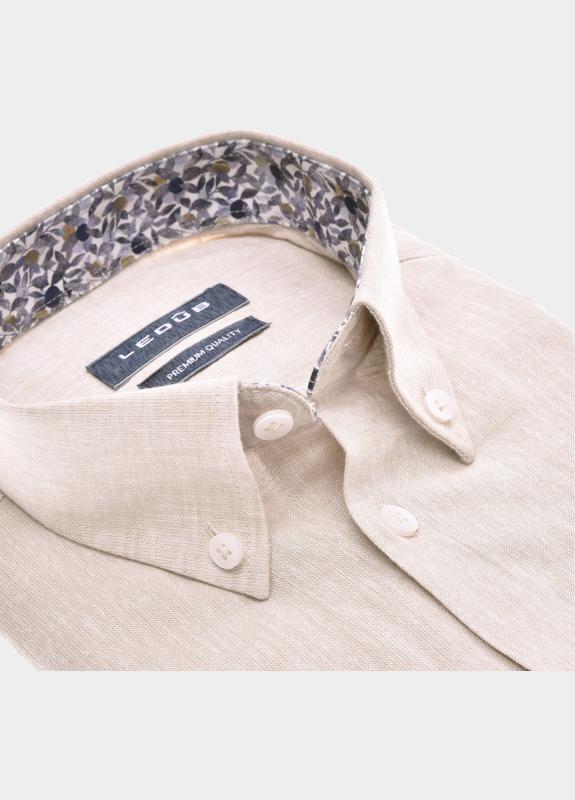 Ledub Business hemd korte mouw Bruin  0142446/620-161-000