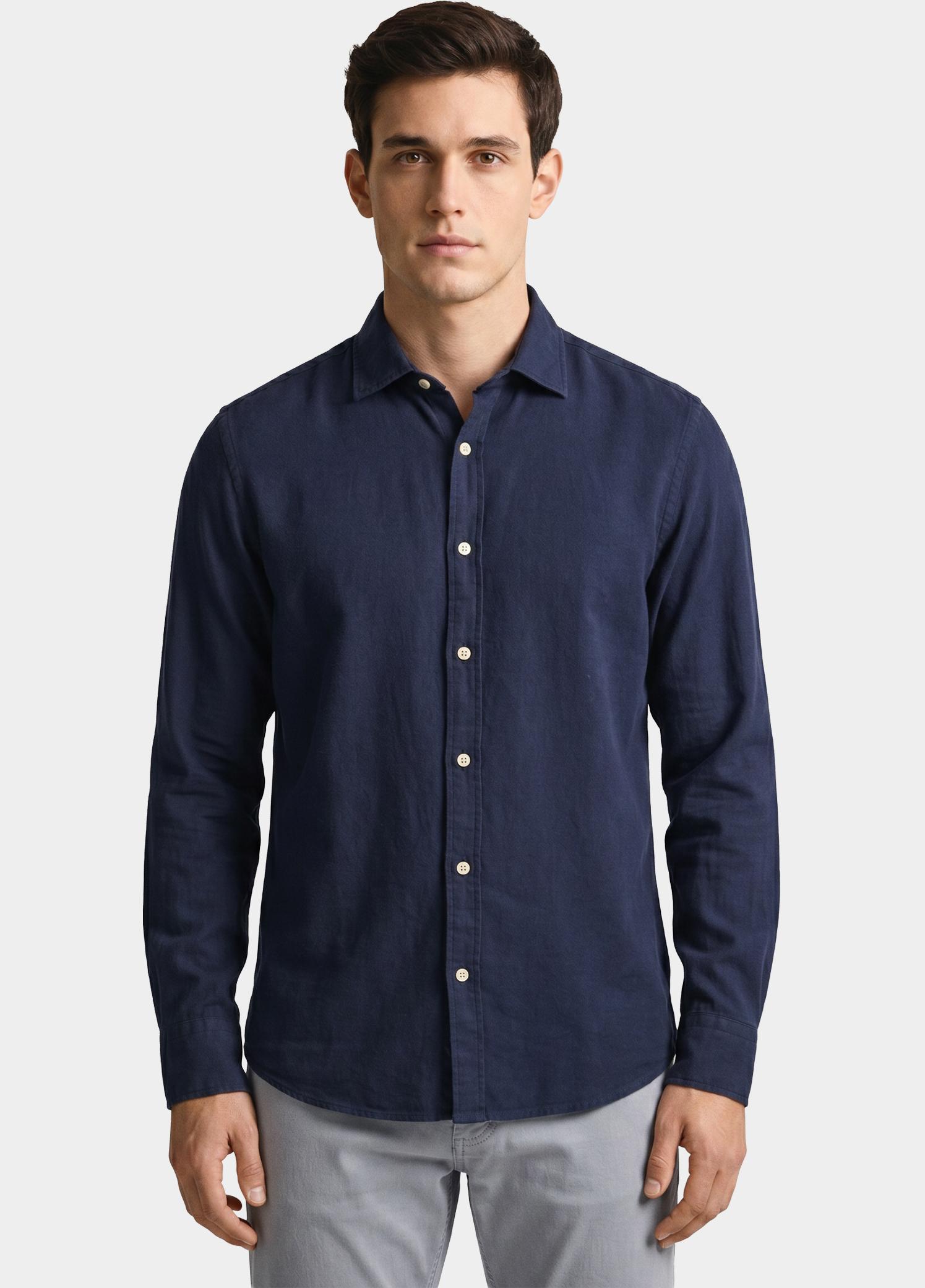 Blue Coast Overhemd heren Blauw 100% linnen, regular fit 118L/0060 Navy