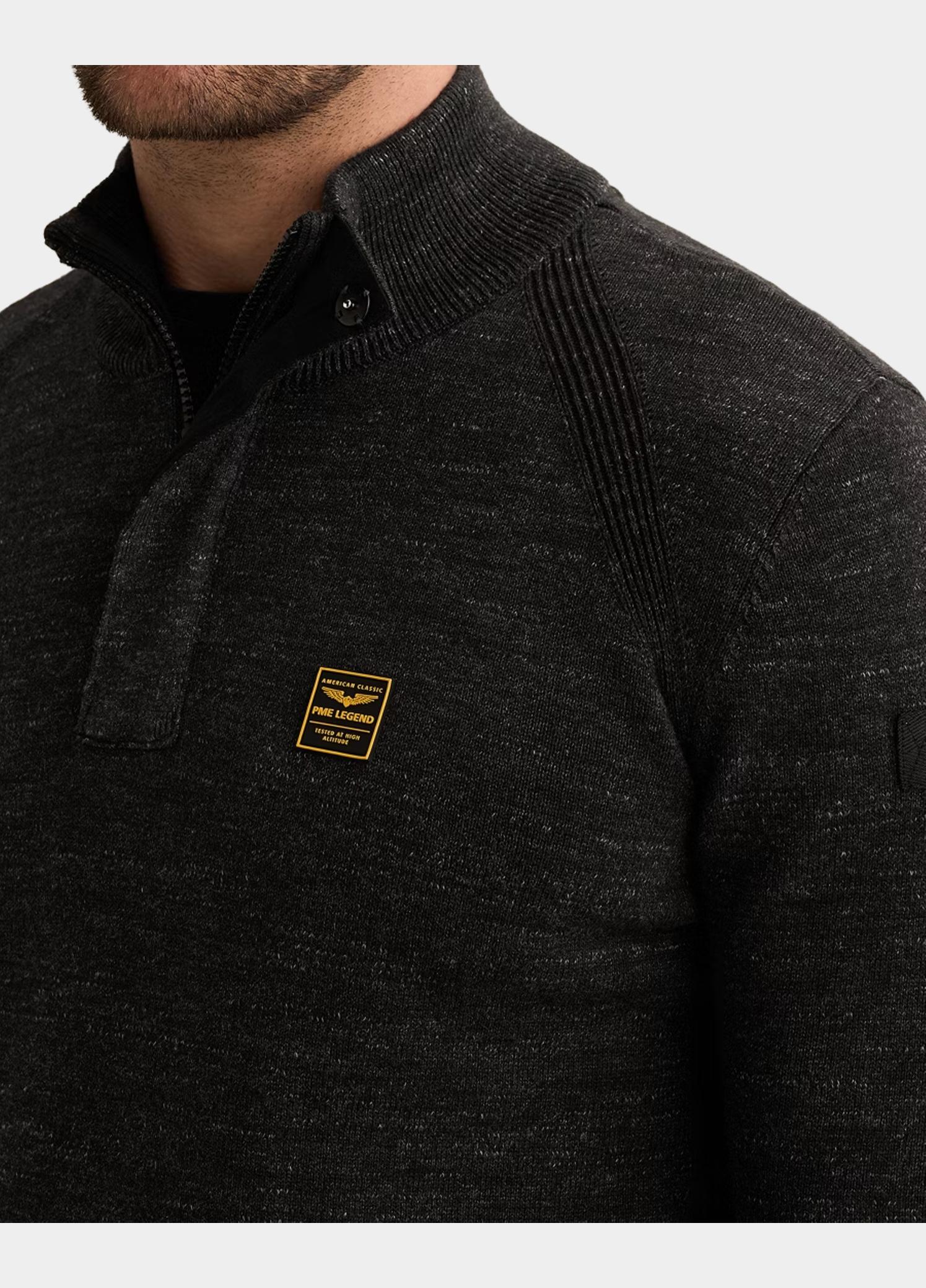 PME Legend Half Zip Zwart Half zip collar cotton rib me PKW2609302/999