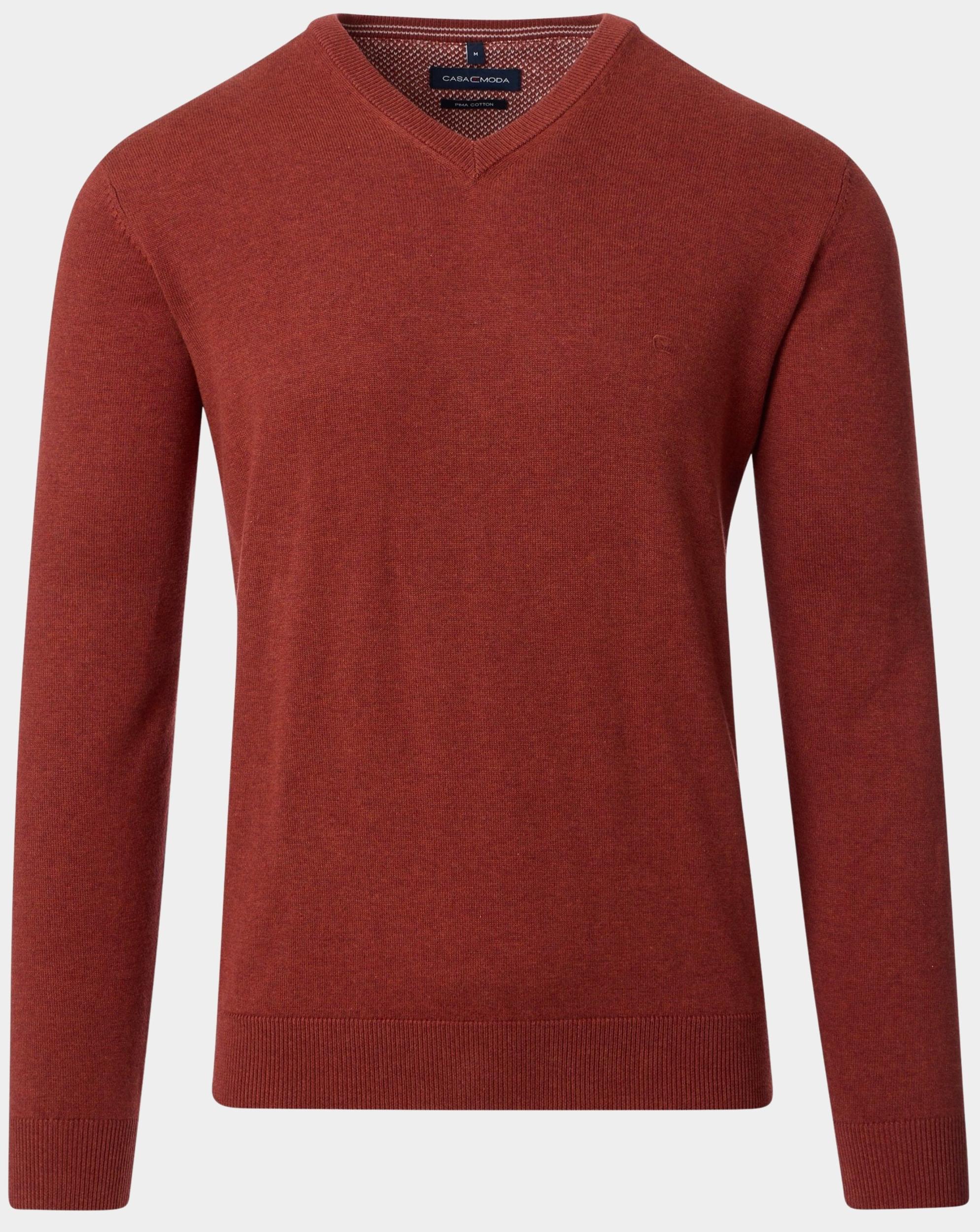 Casamoda Pullover Oranje Pullover V-Neck NOS 004430/490