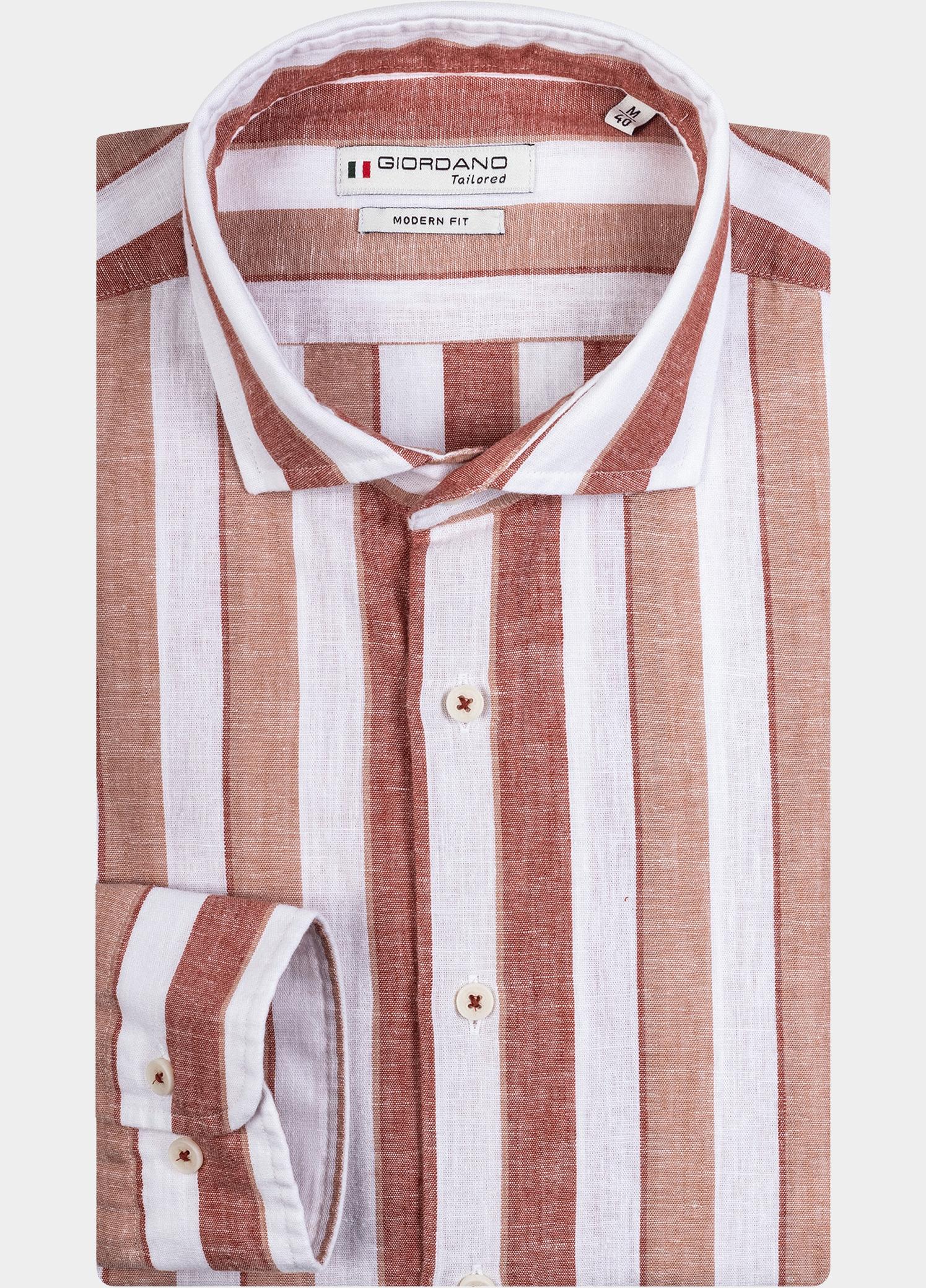 Giordano Overhemd heren Rood Row, LS Cutaway Bold Stripe 417820/85
