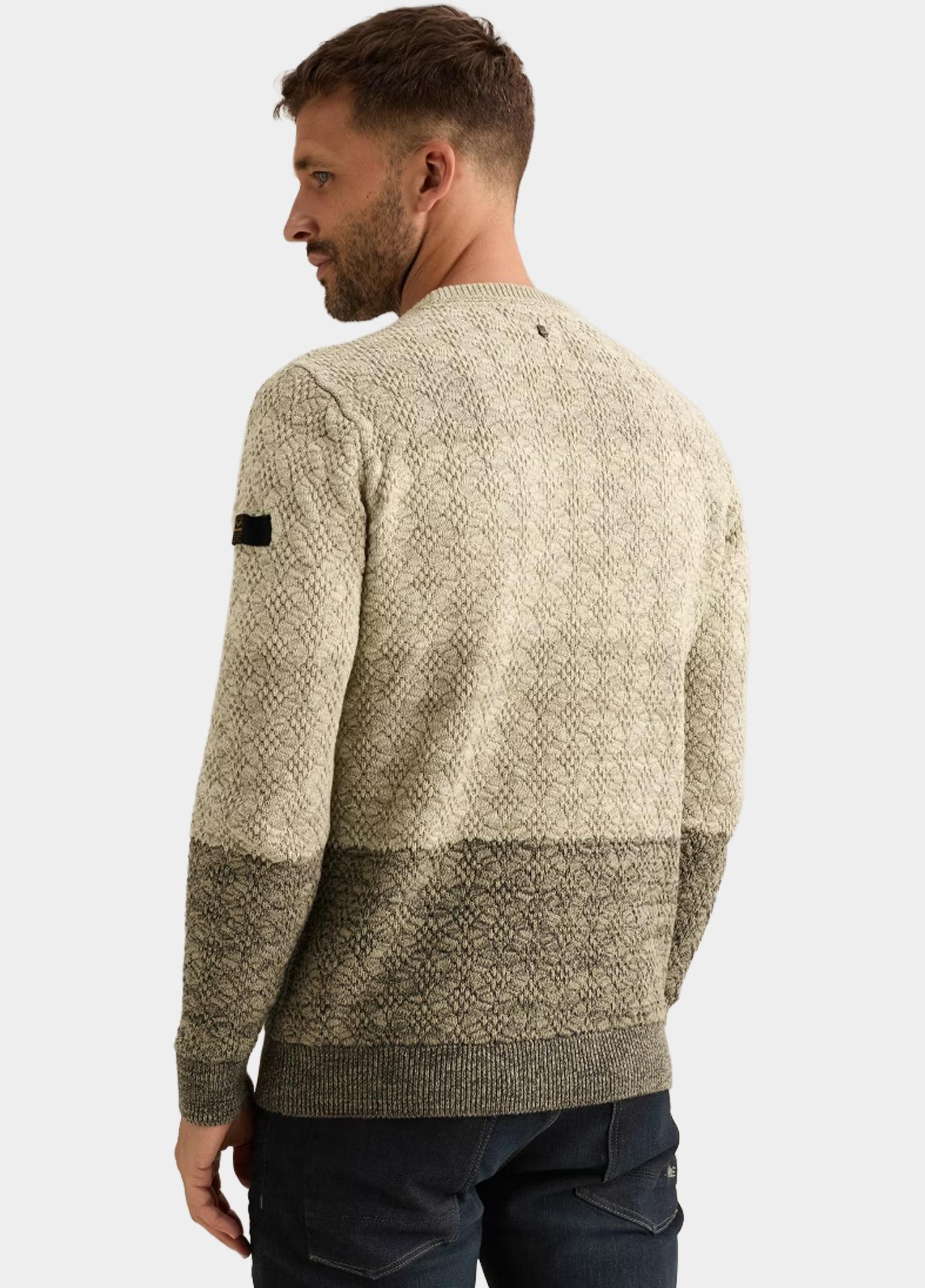 PME Legend Pullover heren Beige R-neck gradient knit PKW2609334/7013