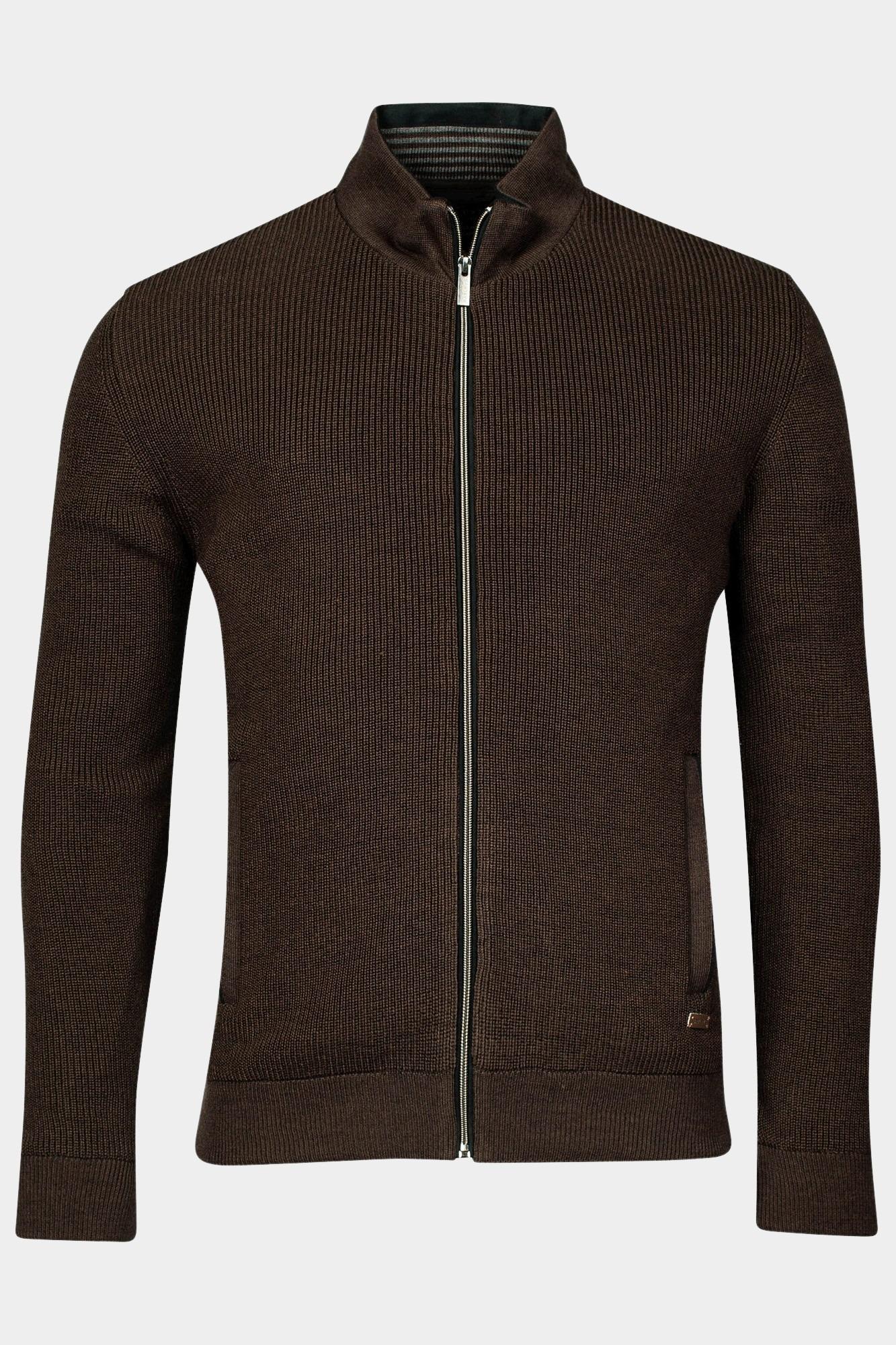 Baileys Vest Bruin Cardigan Zip  10gg structure 322133/89