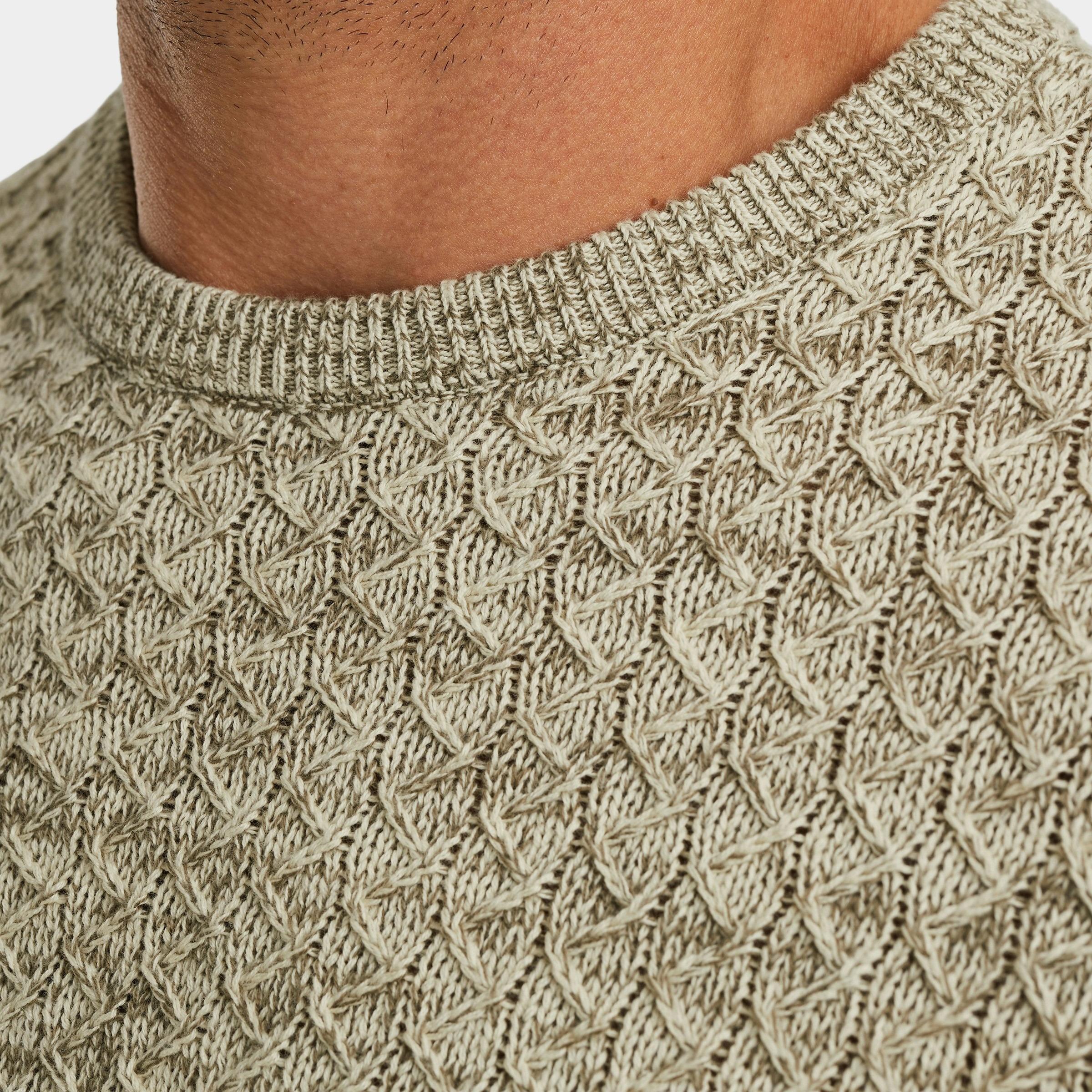 PME Legend Pullover Beige R-neck mouline structure PKW2510304/7013