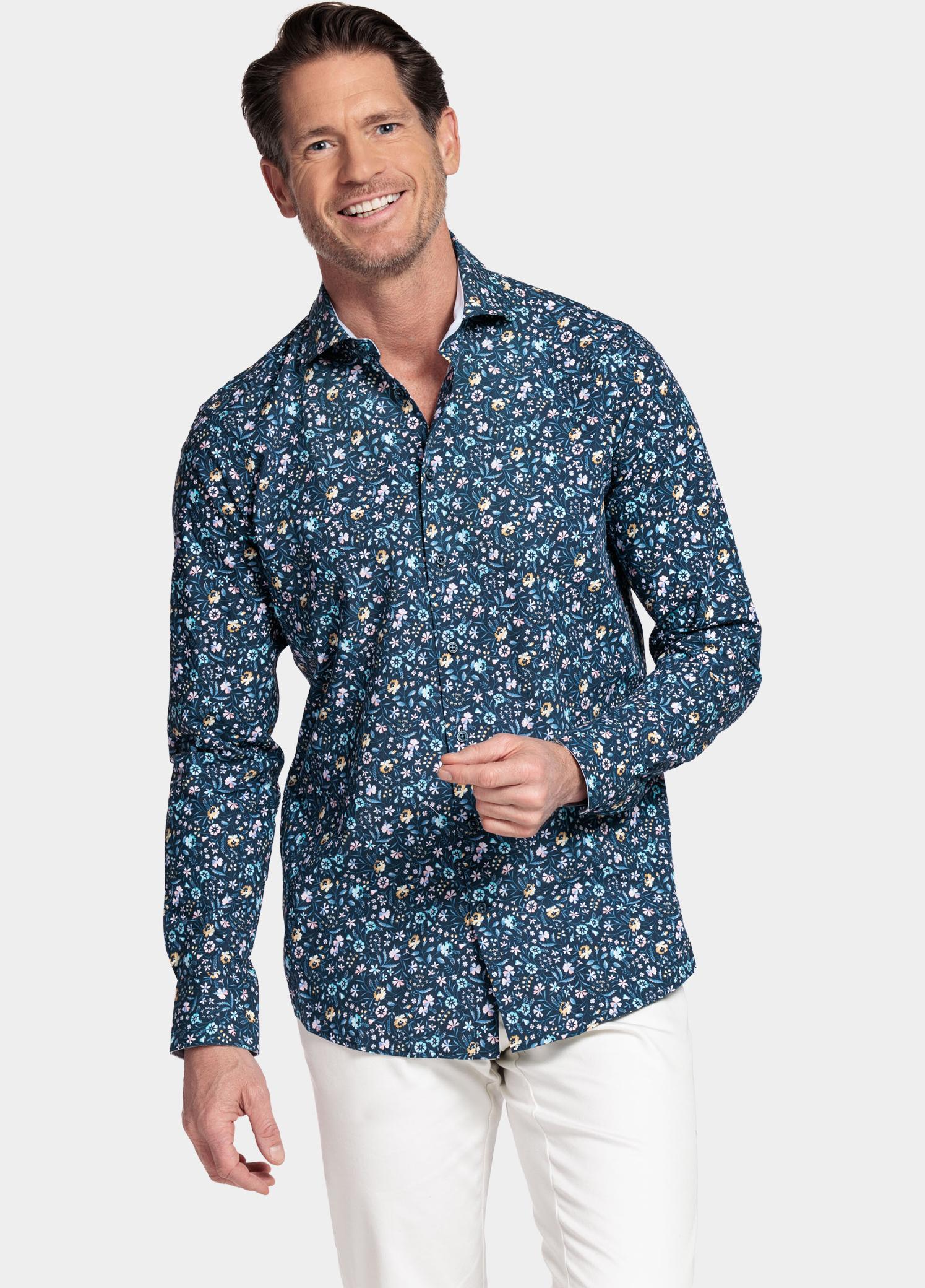 Giordano Overhemd heren Blauw Locarno Long Sleeve Semi Cuta 617892/60