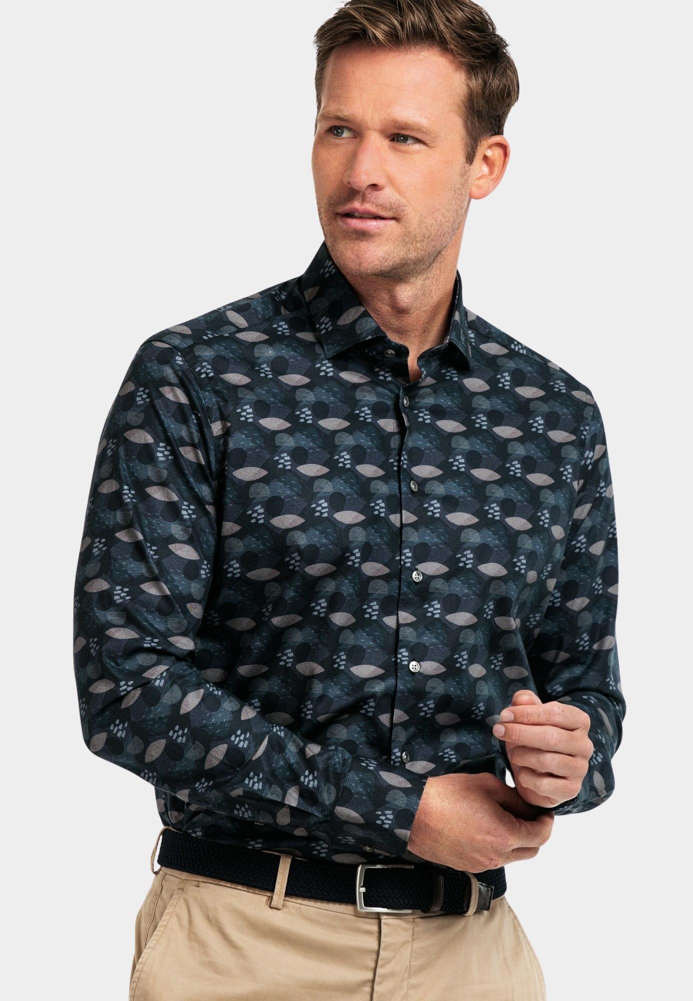 Giordano Casual hemd lange mouw Zwart Maggiore, LS Semi Cutaway Gra 427866/90