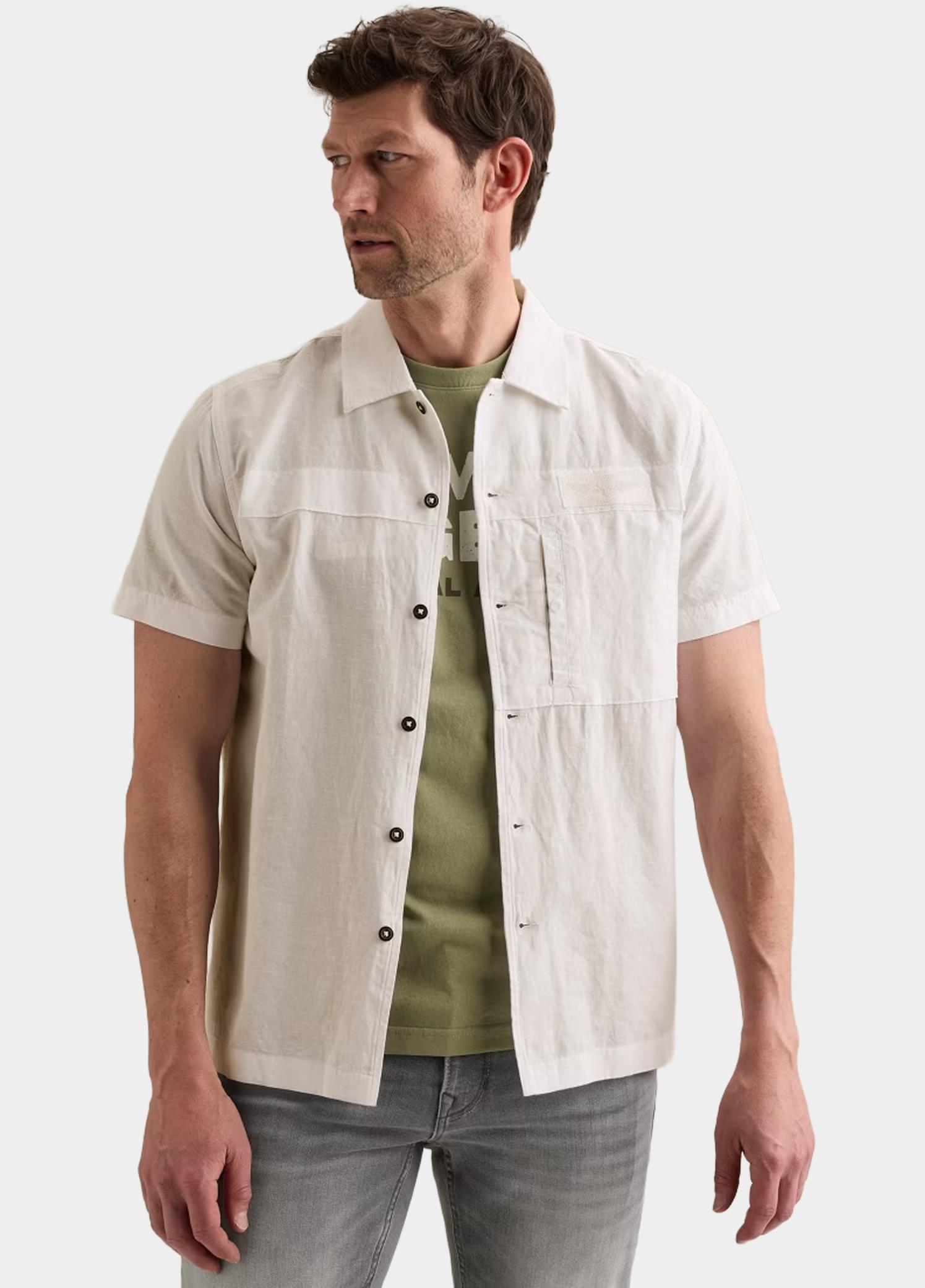 PME Legend Casual hemd korte mouw Wit Short Sleeve Shirt Cotton/lin PSIS2605236/7003