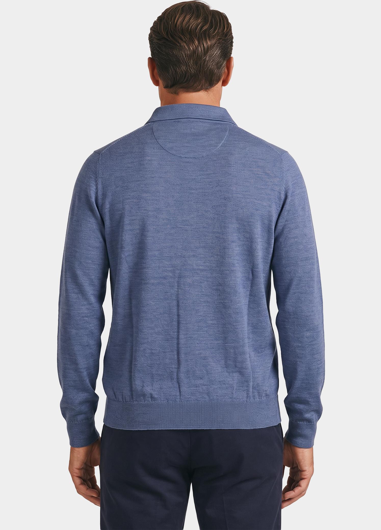 Born With Appetite Polo lange mouwen heren Blauw Anton Polo Ls Merino BWA00005AN14/4035