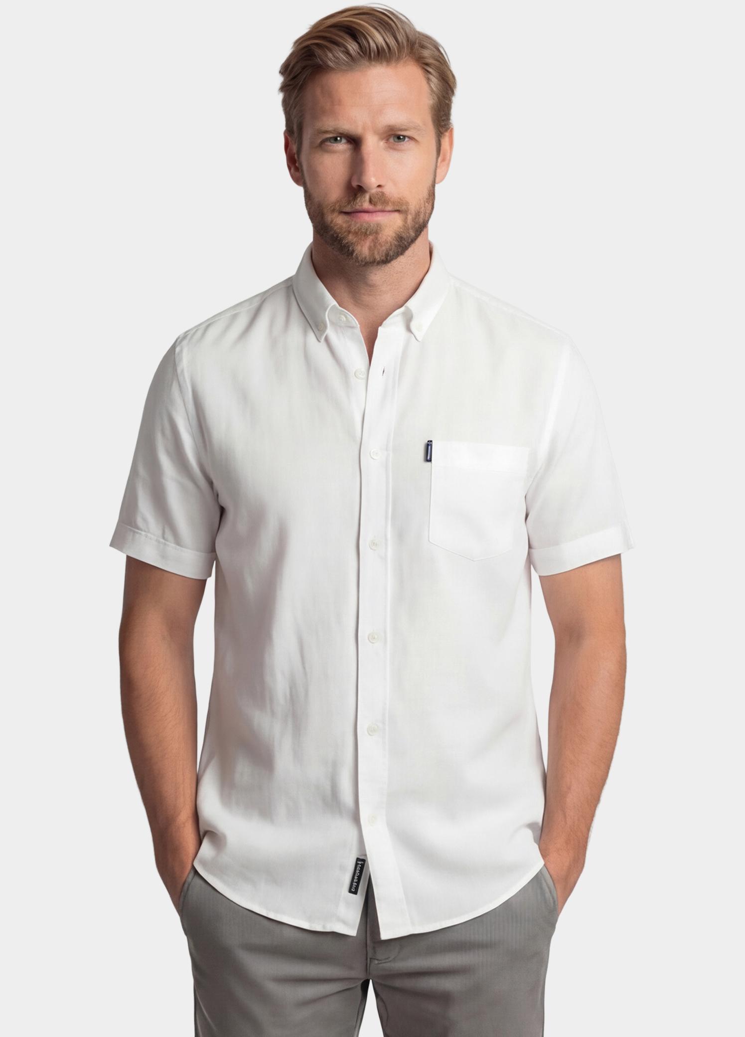Giordano overhemd korte mouw heren Wit League Short Sleeve Button Do 616009/10