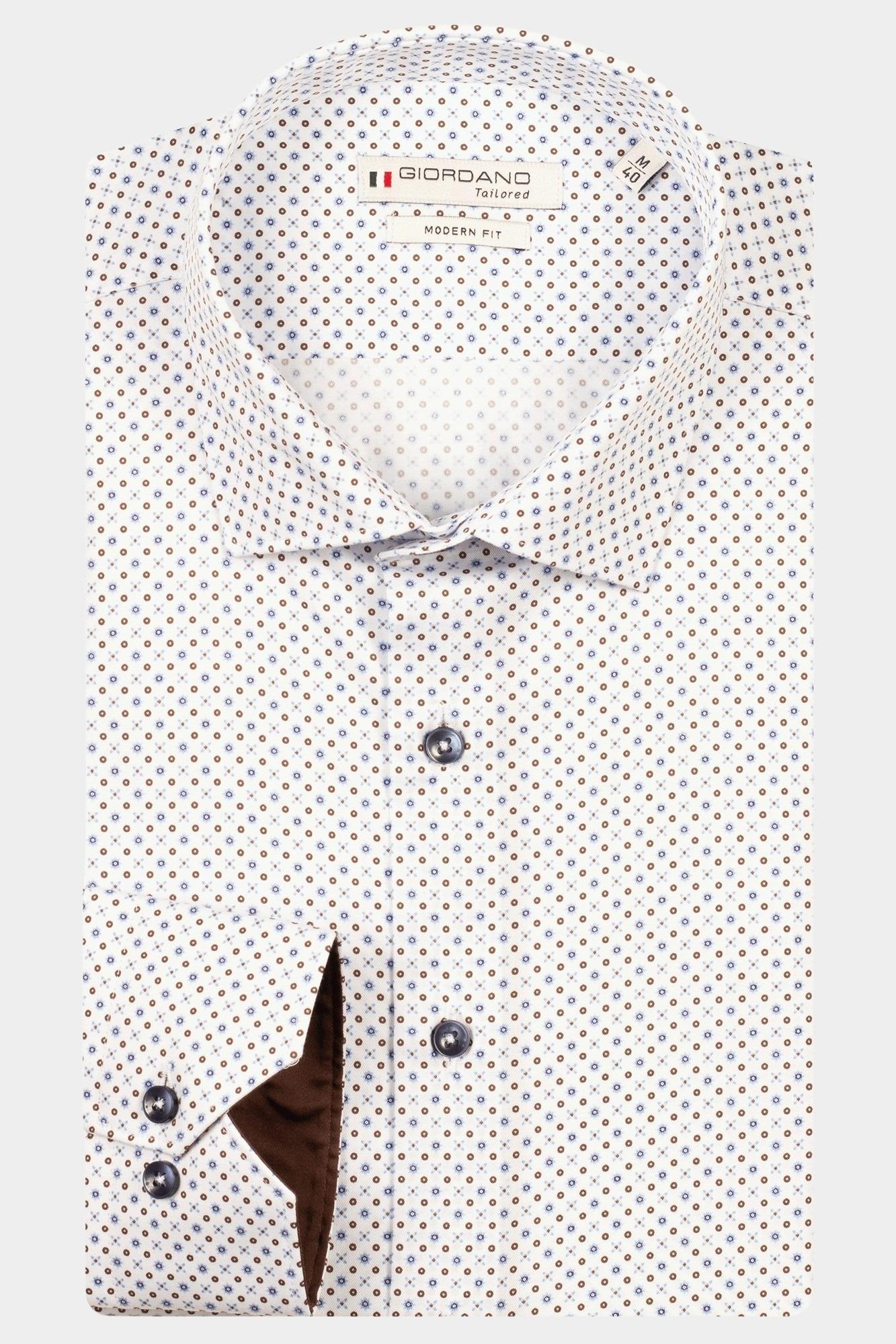 Giordano Casual hemd lange mouw Bruin Maggiore long sleeve semi cut 527822/80