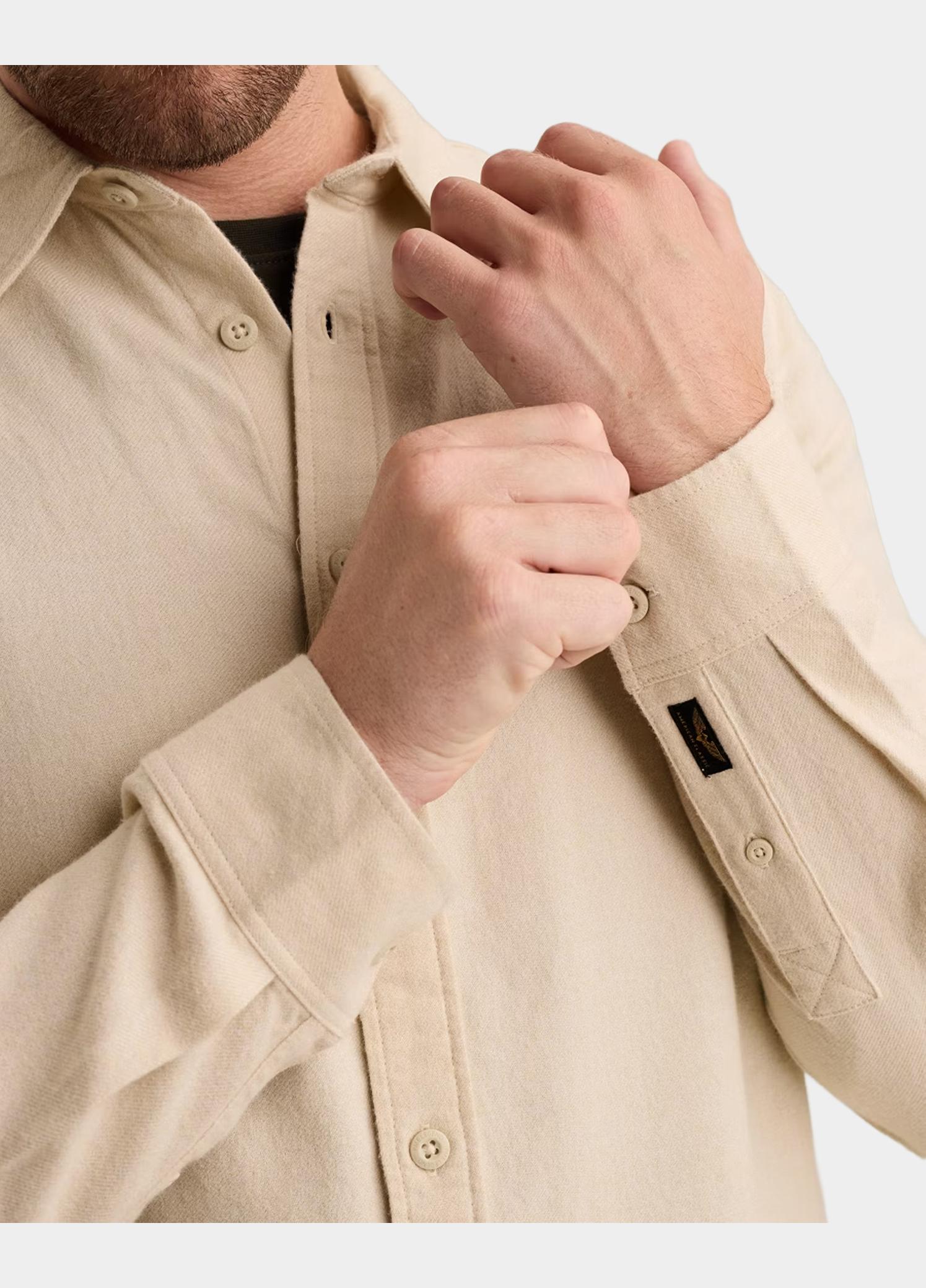 PME Legend Overhemd heren Beige Long sleeve shirt Yarn dye PSI2610203/7013