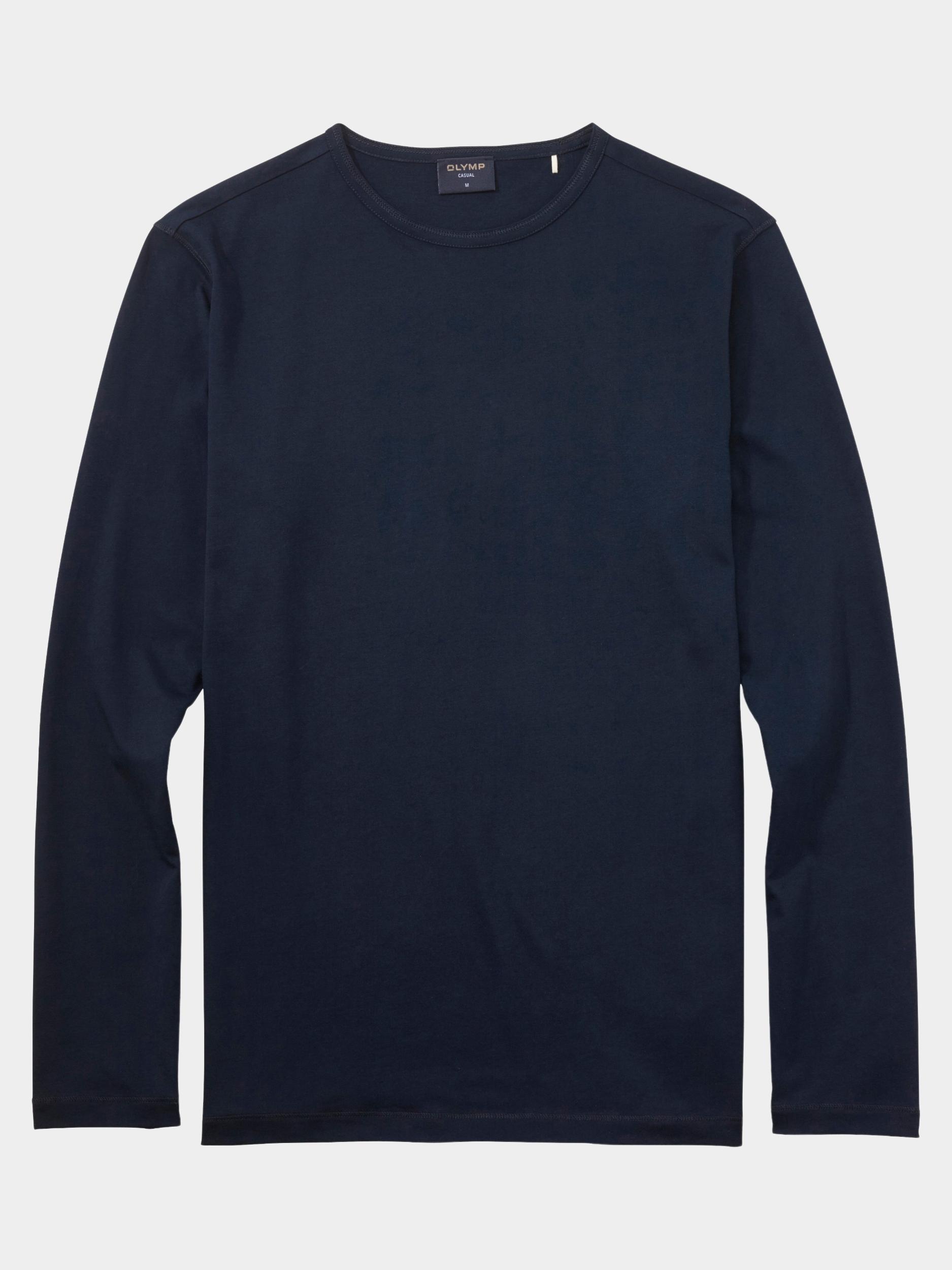 Olymp T-shirt lange mouw Blauw Crewneck Casual 560424/18