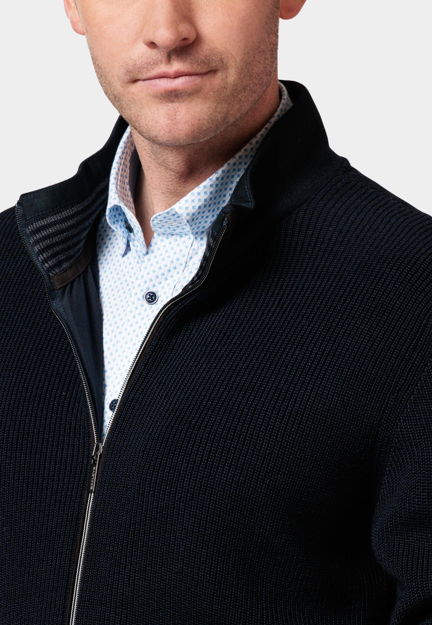 Baileys Vest Blauw Cardigan Zip  10gg structure 322133/60