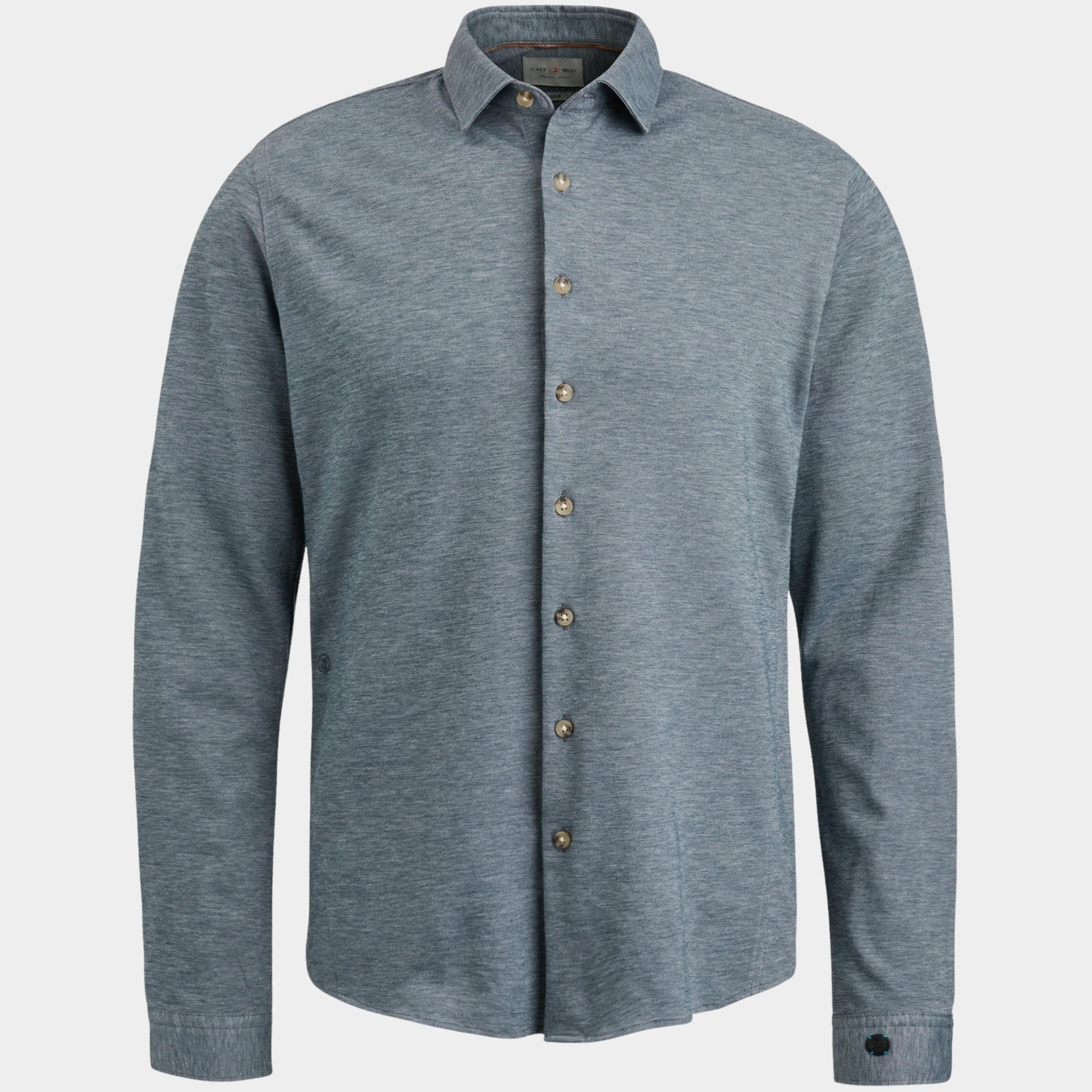 Cast Iron Casual hemd lange mouw Blauw Long Sleeve Shirt CF Jersey P CSI2308200/5113