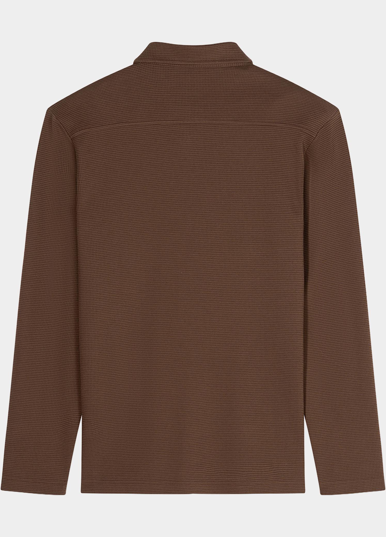 Olymp Polo lange mouwen heren Bruin Polo Button Through Waffle St 540224/28